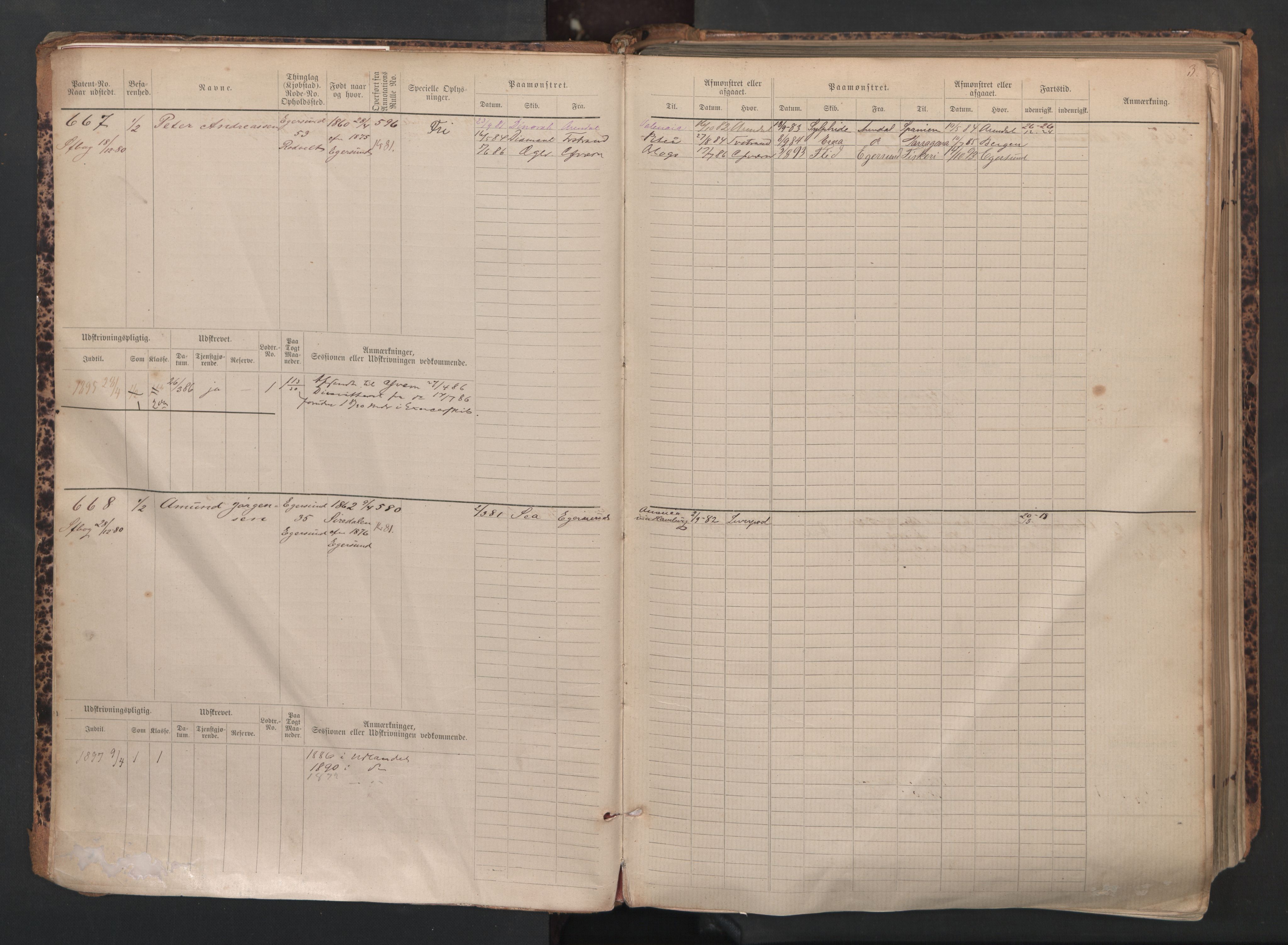 Egersund mønstringskrets, SAK/2031-0019/F/Fb/L0002: Hovedrulle nr 667-1330, O-4, 1880-1940, p. 4