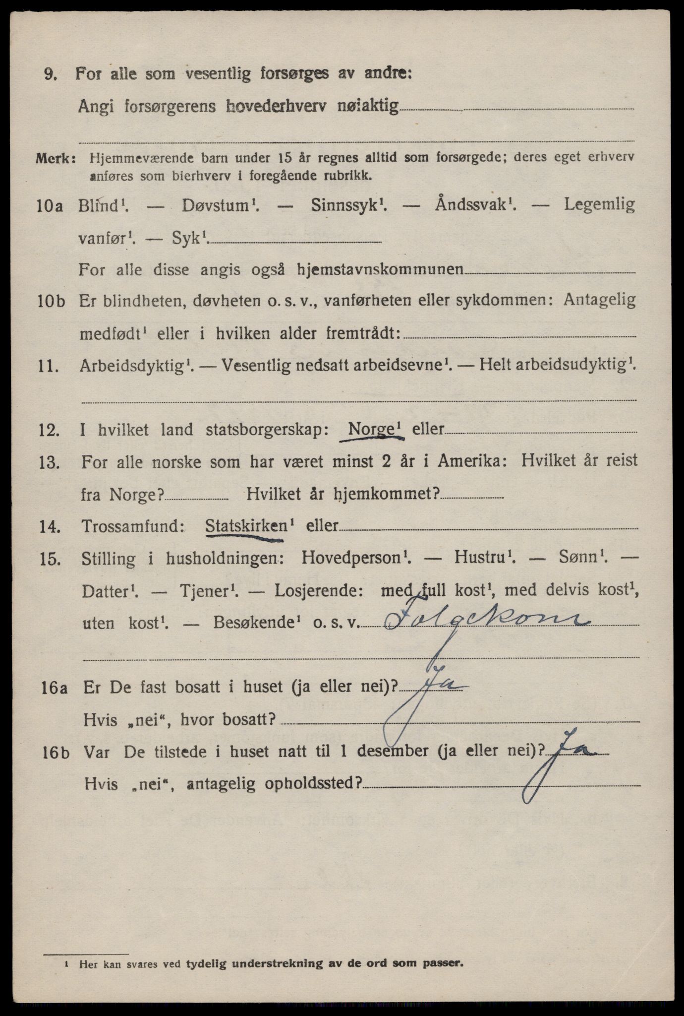 SAST, 1920 census for Strand, 1920, p. 2909