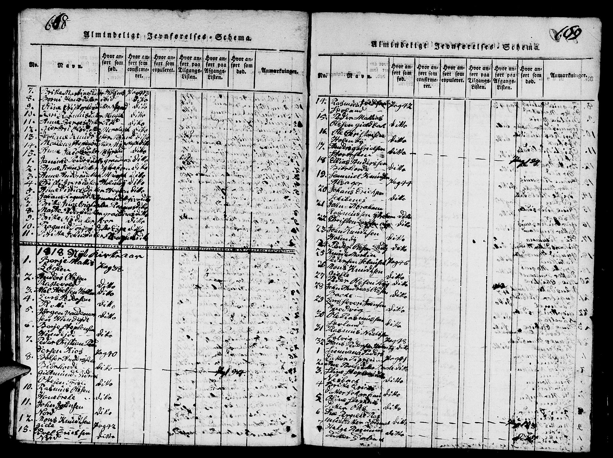 Eid sokneprestembete, AV/SAB-A-82301/H/Hab/Haba/L0001: Parish register (copy) no. A 1, 1816-1862, p. 668-669