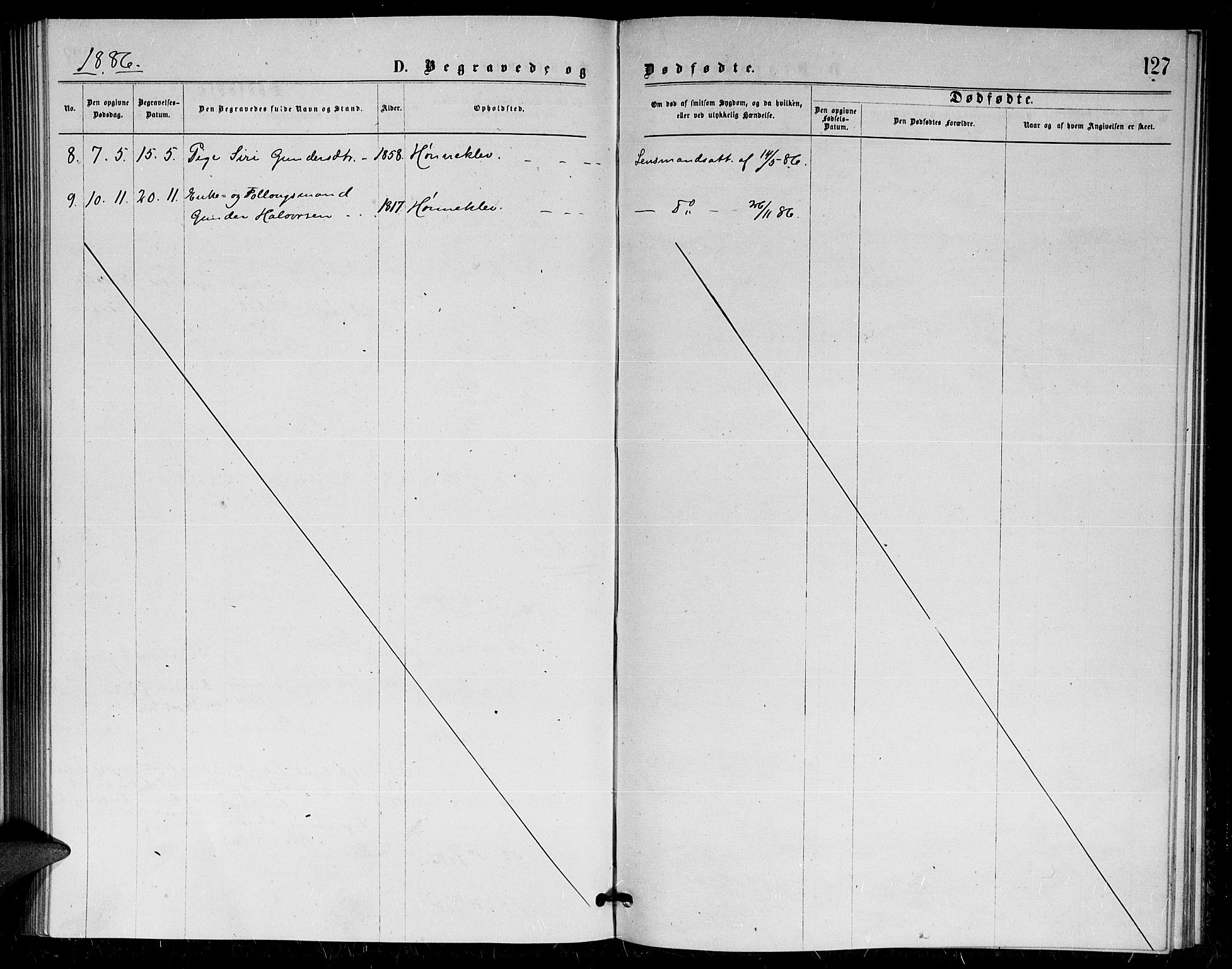 Herefoss sokneprestkontor, AV/SAK-1111-0019/F/Fa/Fac/L0001: Parish register (official) no. A 1, 1871-1886, p. 127