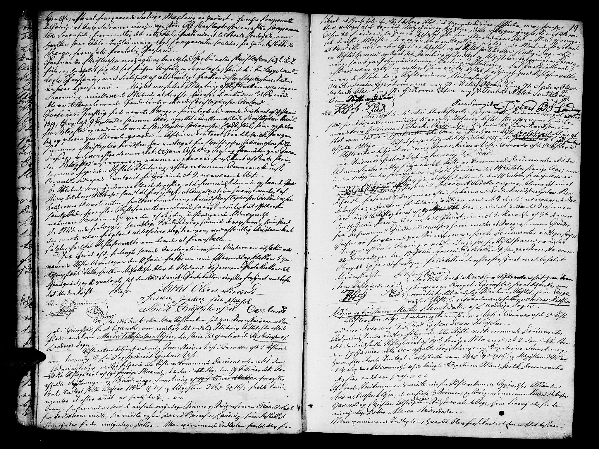 Vestre Nedenes/Sand sorenskriveri, AV/SAK-1221-0010/H/Hc/L0003: Skifteforhandlingsprotokoll nr. 1, 1835-1844, p. 18b-19a