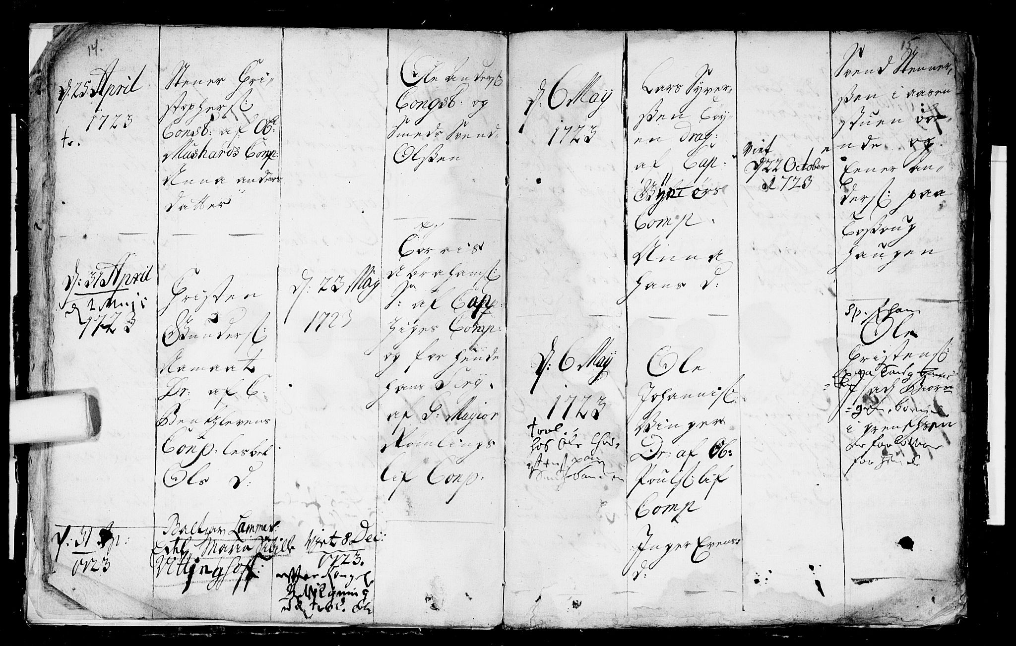 Aker prestekontor kirkebøker, AV/SAO-A-10861/F/L0003: Parish register (official) no. 3, 1723-1731, p. 14-15