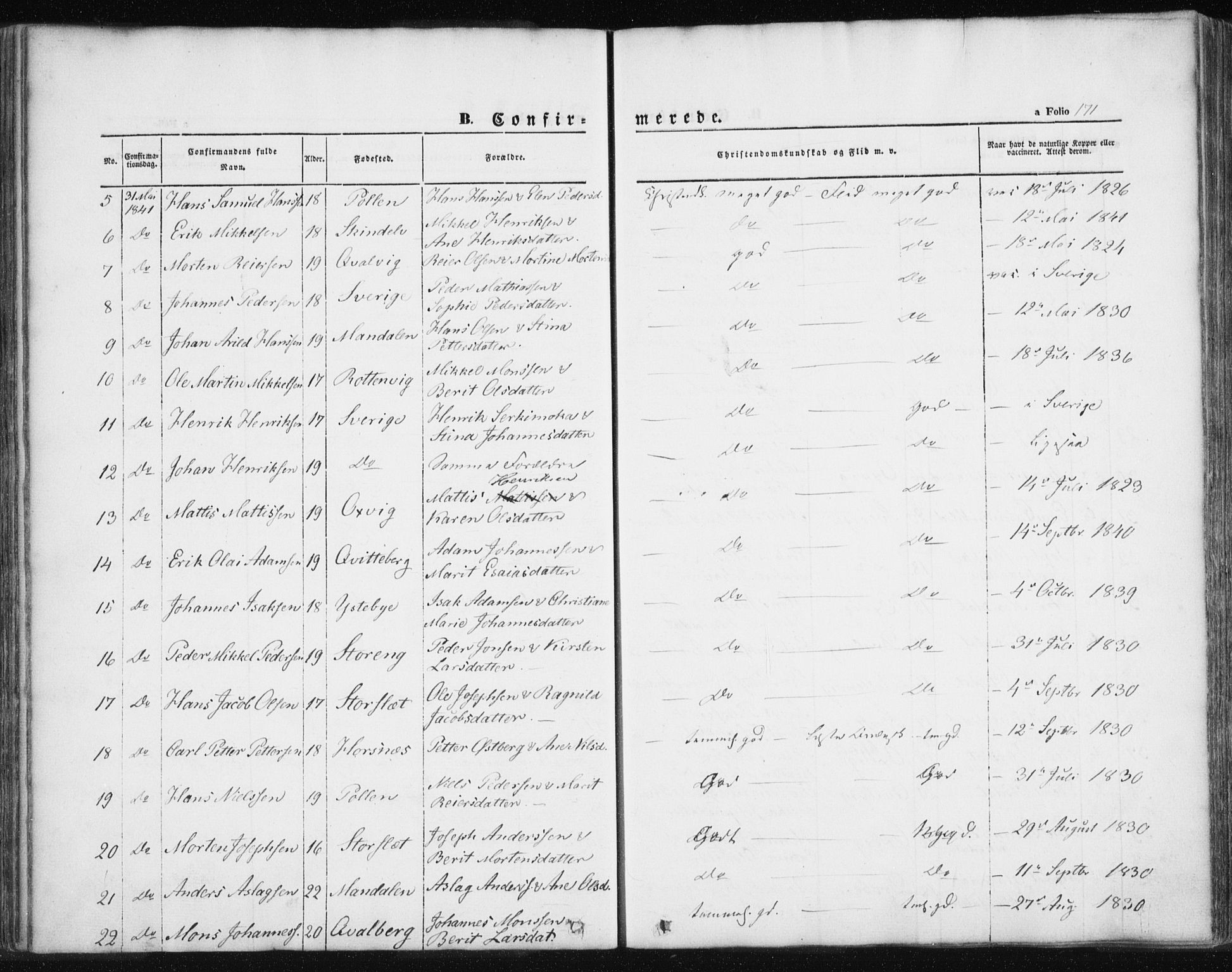 Lyngen sokneprestembete, AV/SATØ-S-1289/H/He/Hea/L0004kirke: Parish register (official) no. 4, 1839-1858, p. 171