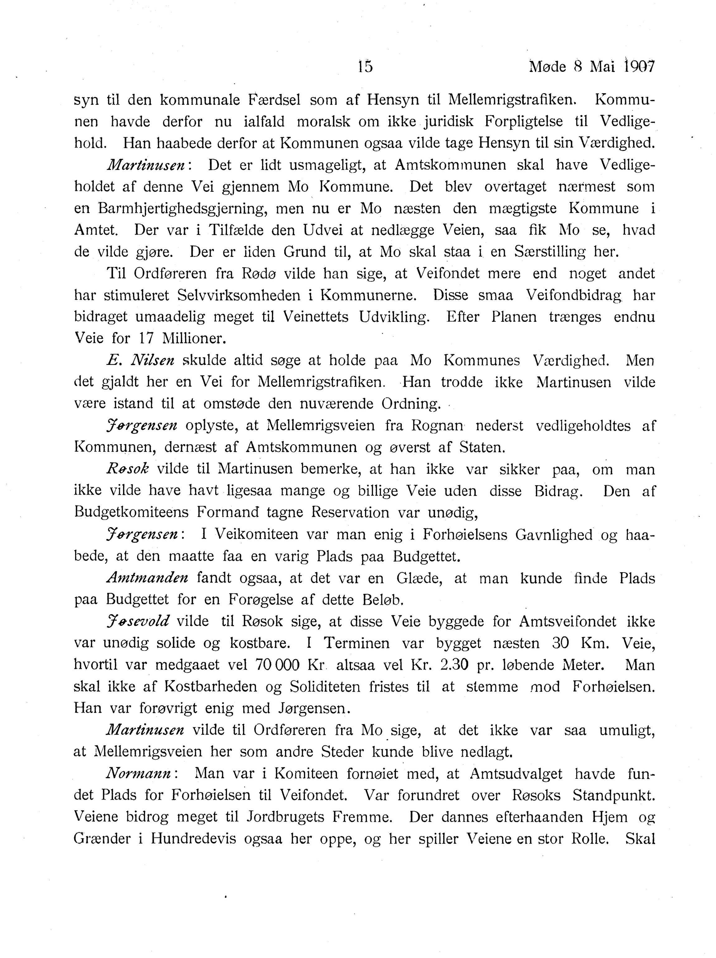 Nordland Fylkeskommune. Fylkestinget, AIN/NFK-17/176/A/Ac/L0030: Fylkestingsforhandlinger 1907, 1907