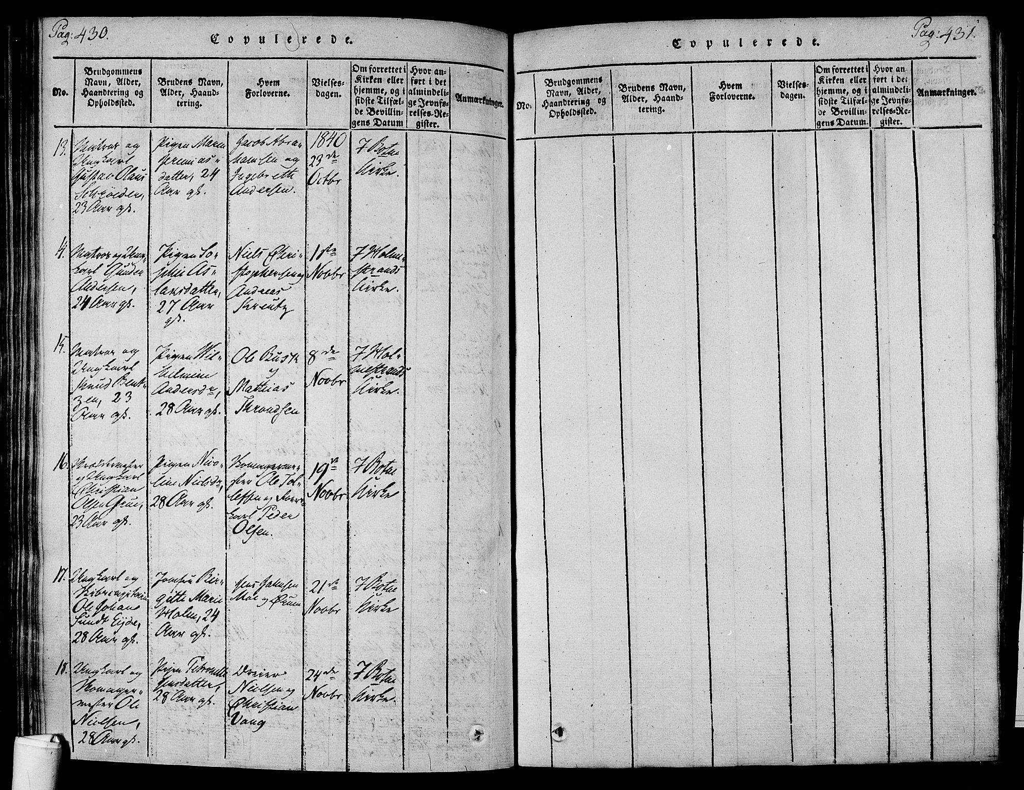 Holmestrand kirkebøker, AV/SAKO-A-346/F/Fa/L0001: Parish register (official) no. 1, 1814-1840, p. 430-431