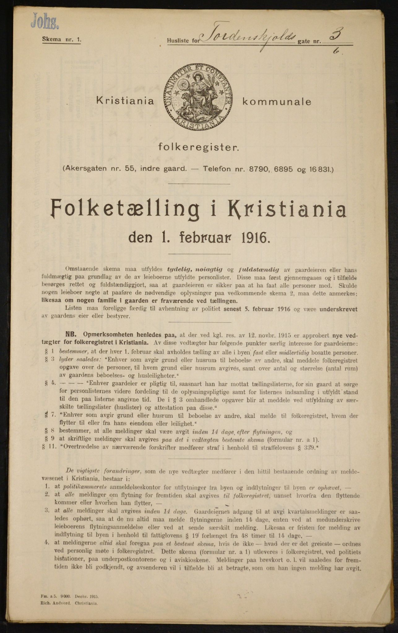 OBA, Municipal Census 1916 for Kristiania, 1916, p. 116945