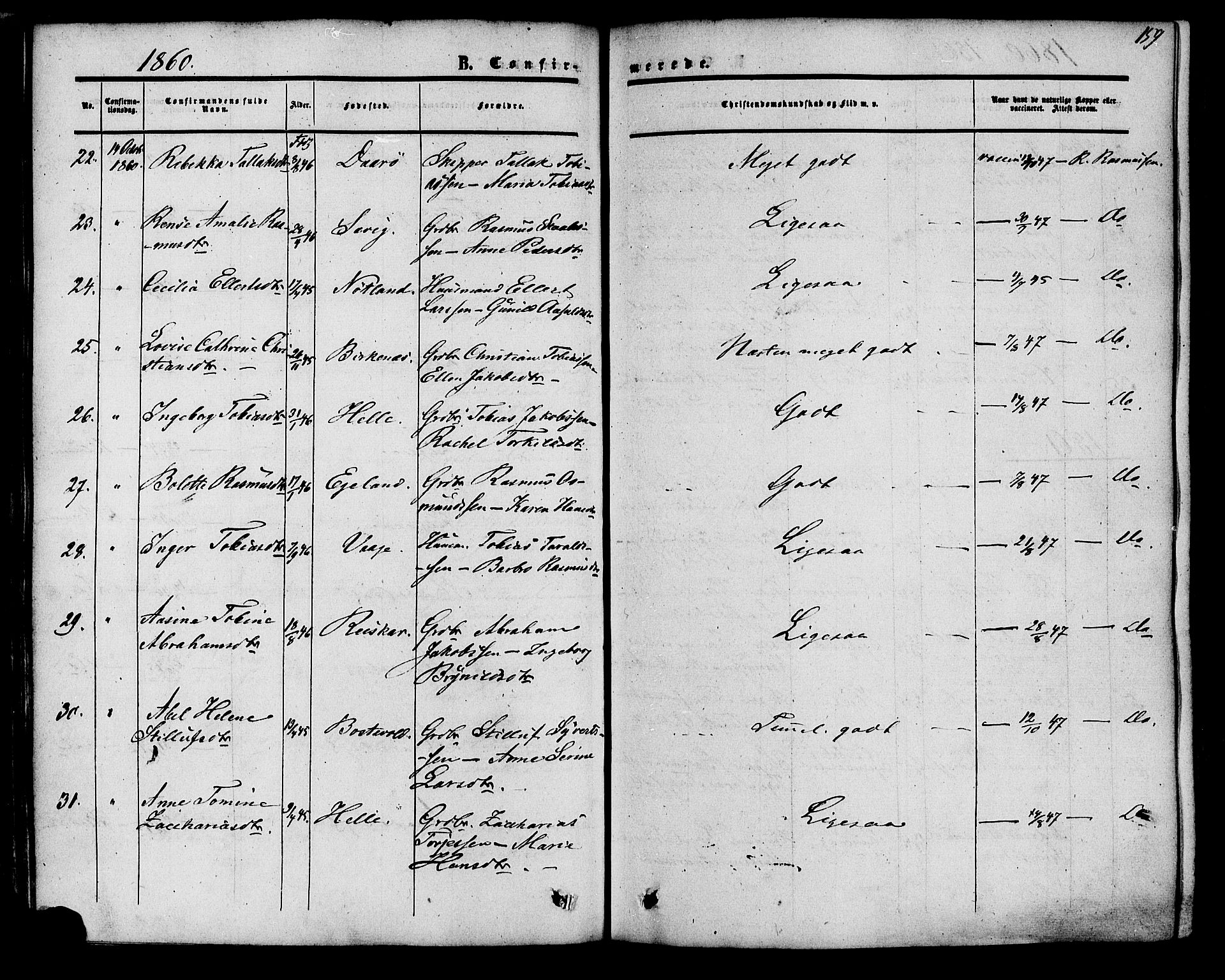 Herad sokneprestkontor, AV/SAK-1111-0018/F/Fa/Fab/L0004: Parish register (official) no. A 4, 1853-1885, p. 159