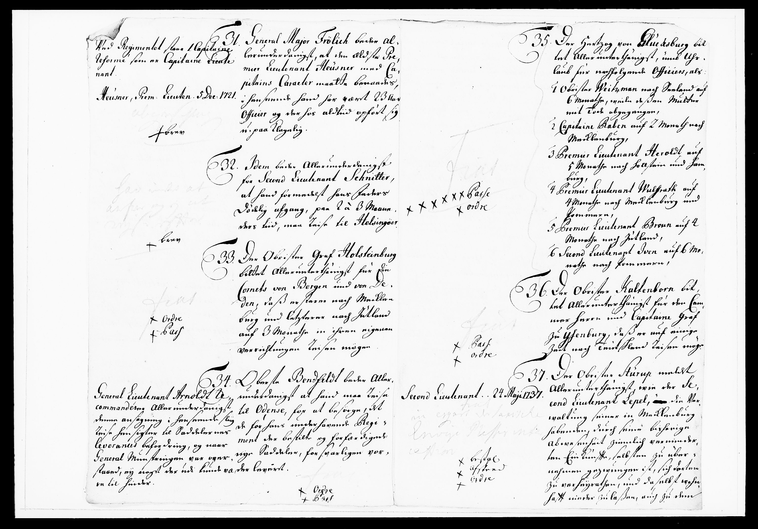 Krigskollegiet, Krigskancelliet, DRA/A-0006/-/1143-1150: Refererede sager, 1738, p. 222