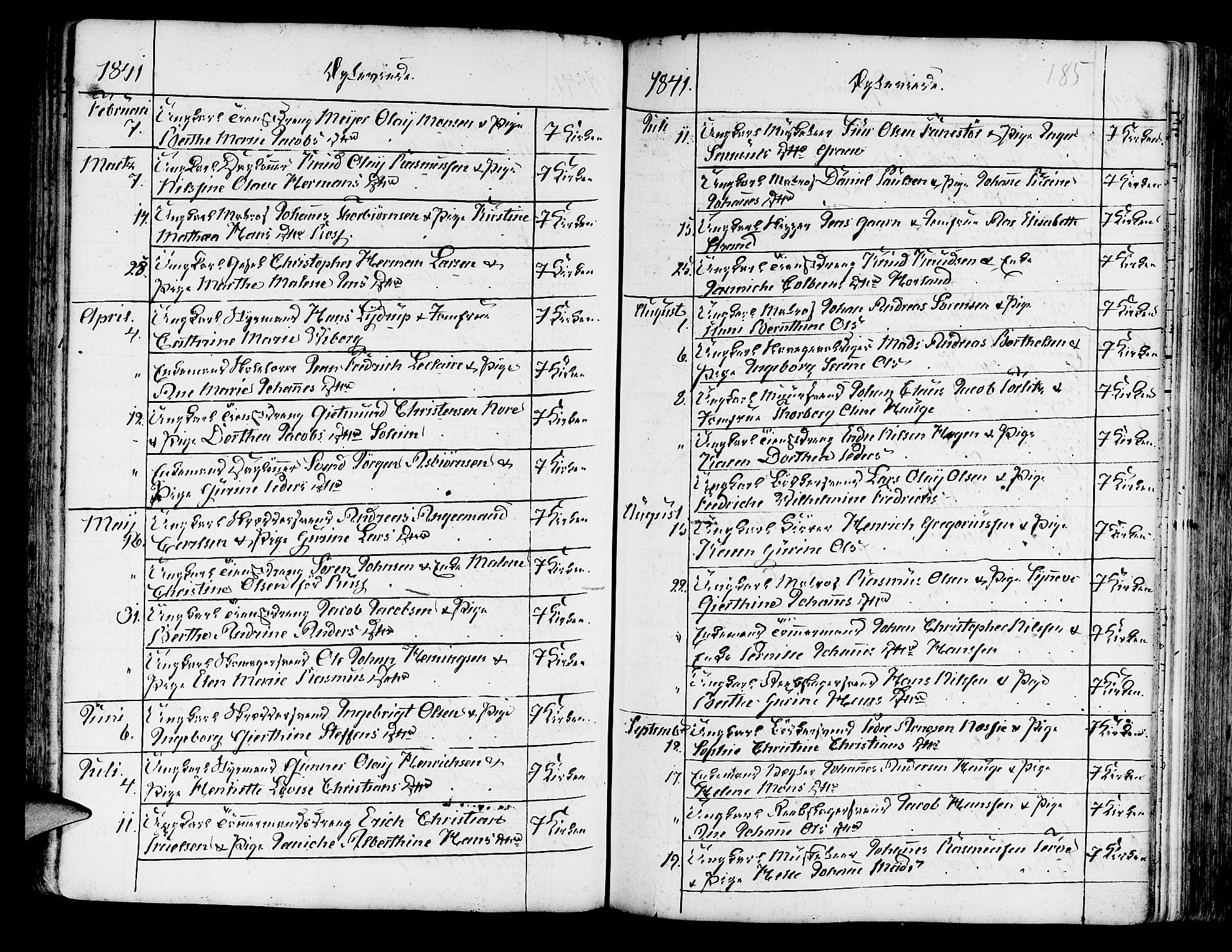 Korskirken sokneprestembete, SAB/A-76101/H/Haa/L0009: Parish register (official) no. A 9, 1743-1861, p. 185
