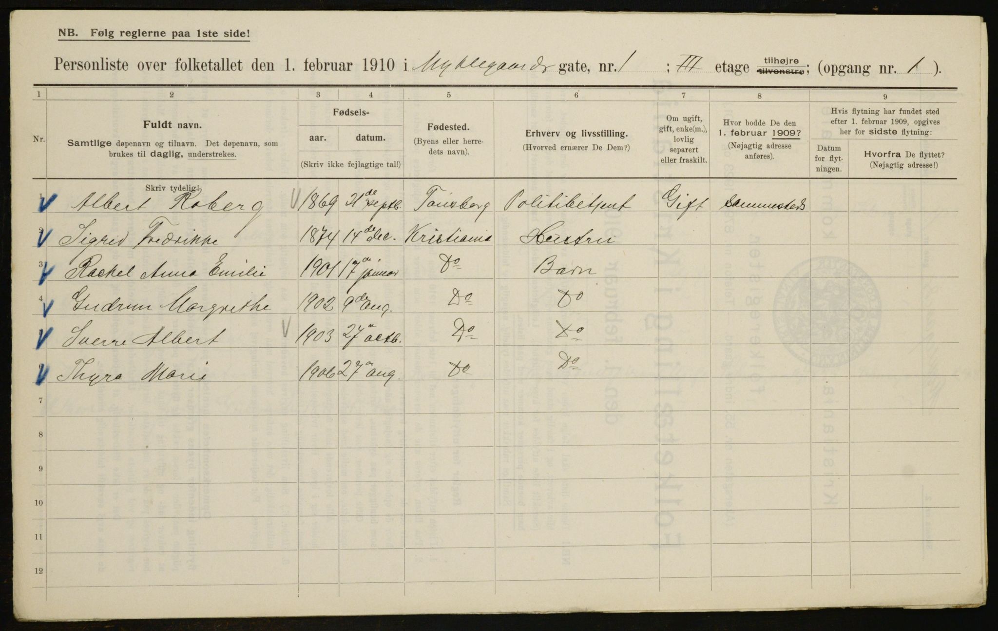 OBA, Municipal Census 1910 for Kristiania, 1910, p. 65840