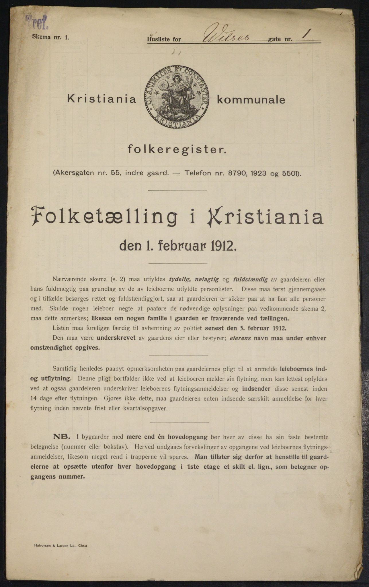 OBA, Municipal Census 1912 for Kristiania, 1912, p. 128227