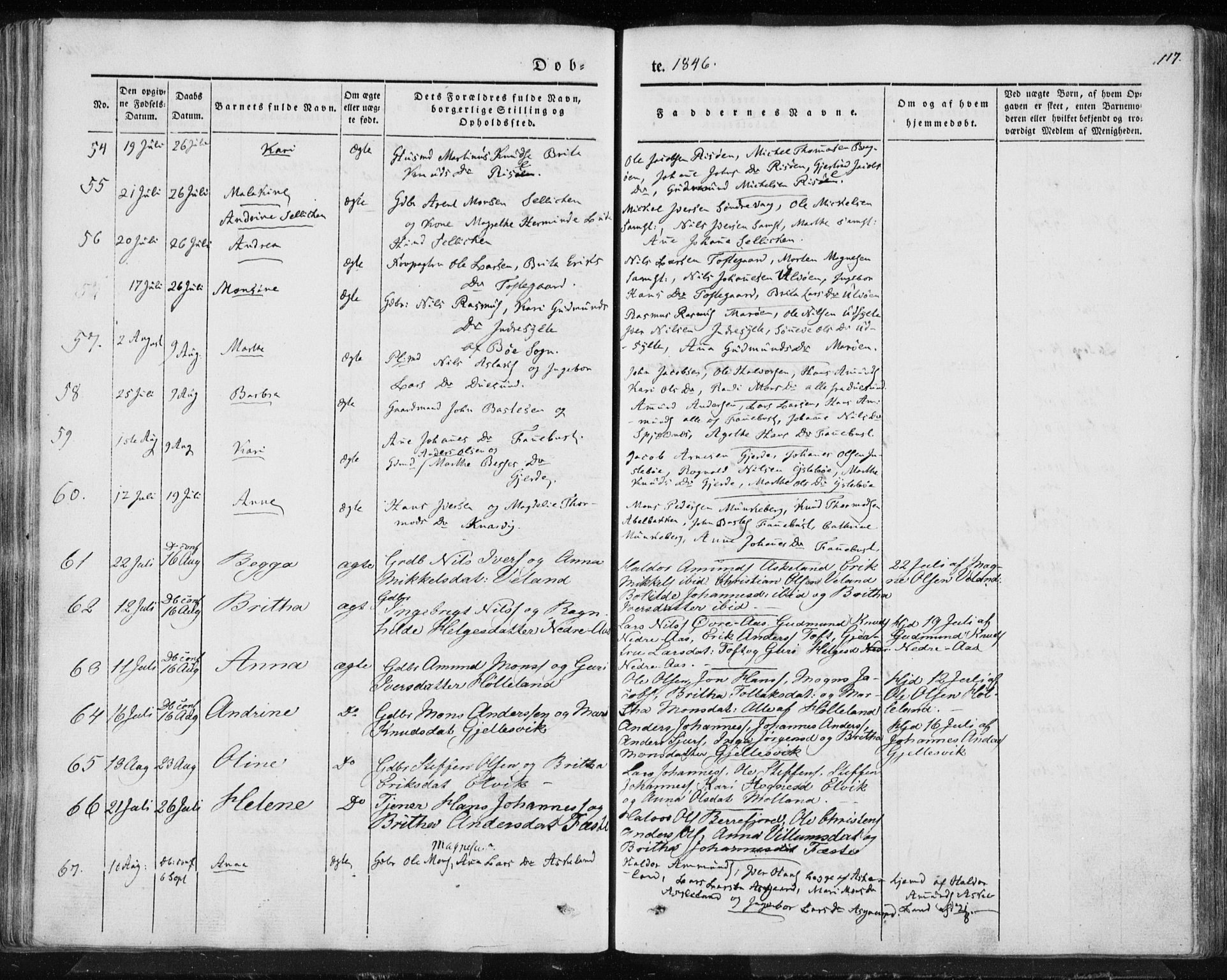 Lindås Sokneprestembete, AV/SAB-A-76701/H/Haa/Haaa/L0010: Parish register (official) no. A 10, 1842-1862, p. 117