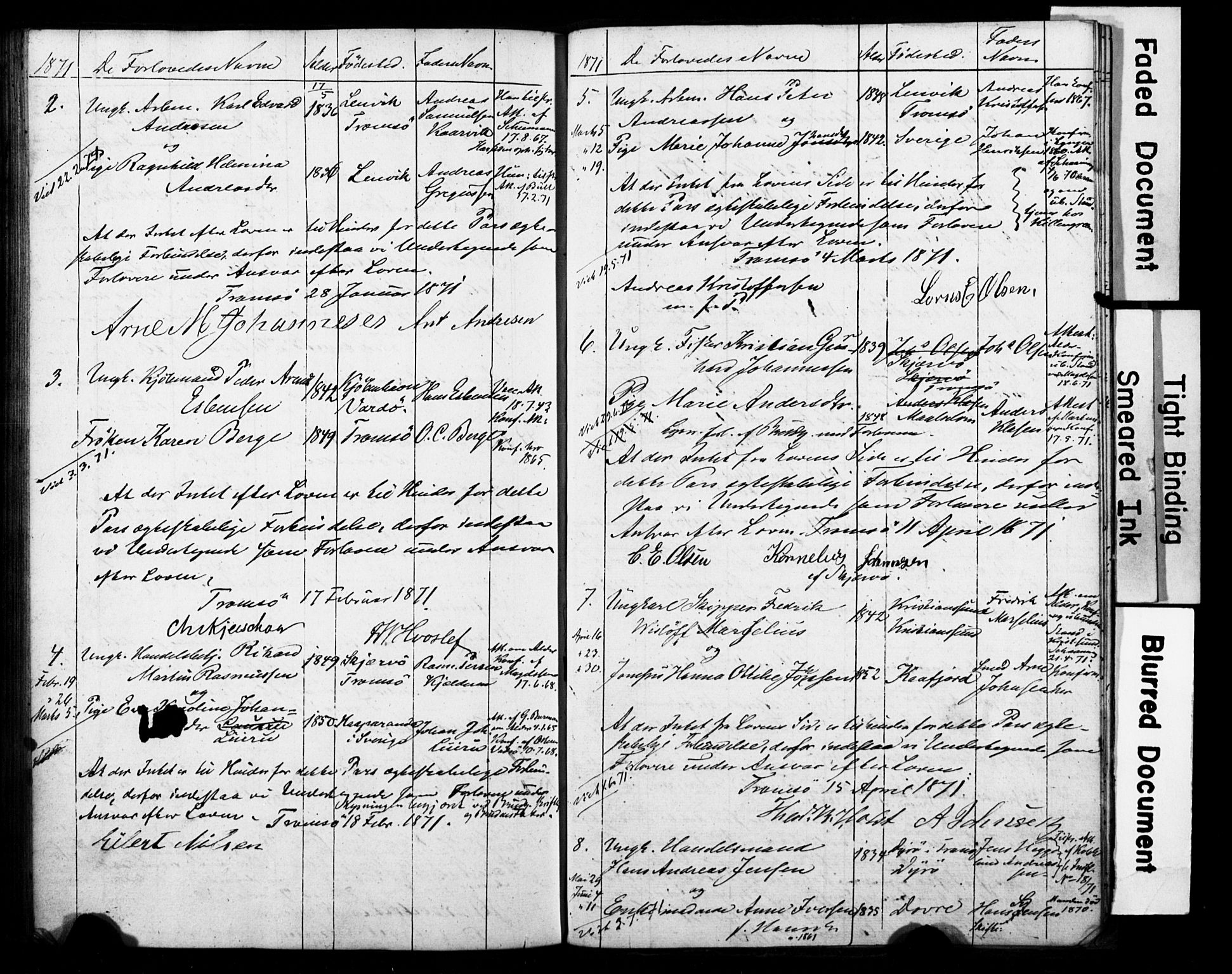 Tromsø sokneprestkontor/stiftsprosti/domprosti, AV/SATØ-S-1343/H/Hc/L0097: Banns register no. 97, 1851-1872