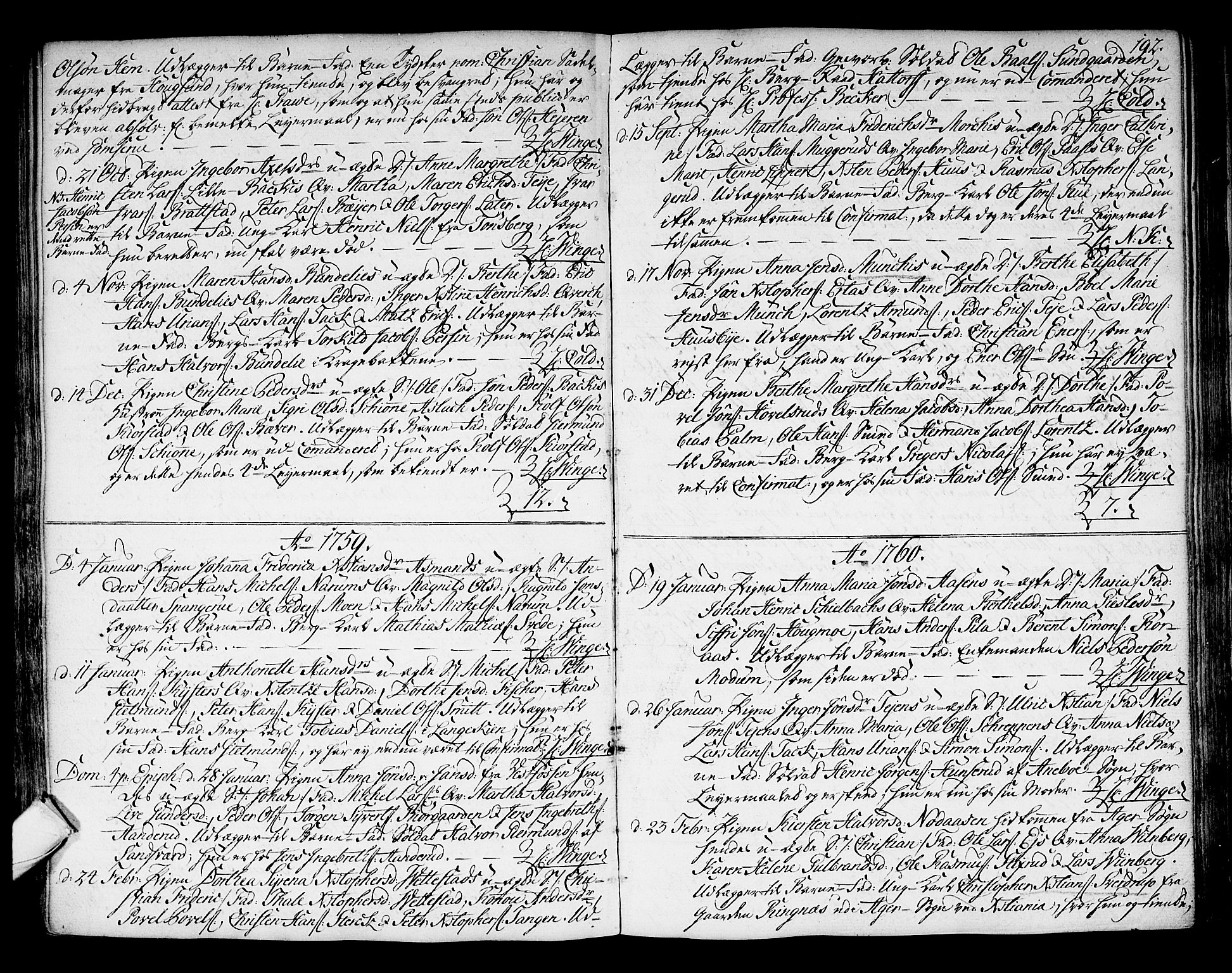 Kongsberg kirkebøker, SAKO/A-22/F/Fa/L0004: Parish register (official) no. I 4, 1756-1768, p. 192