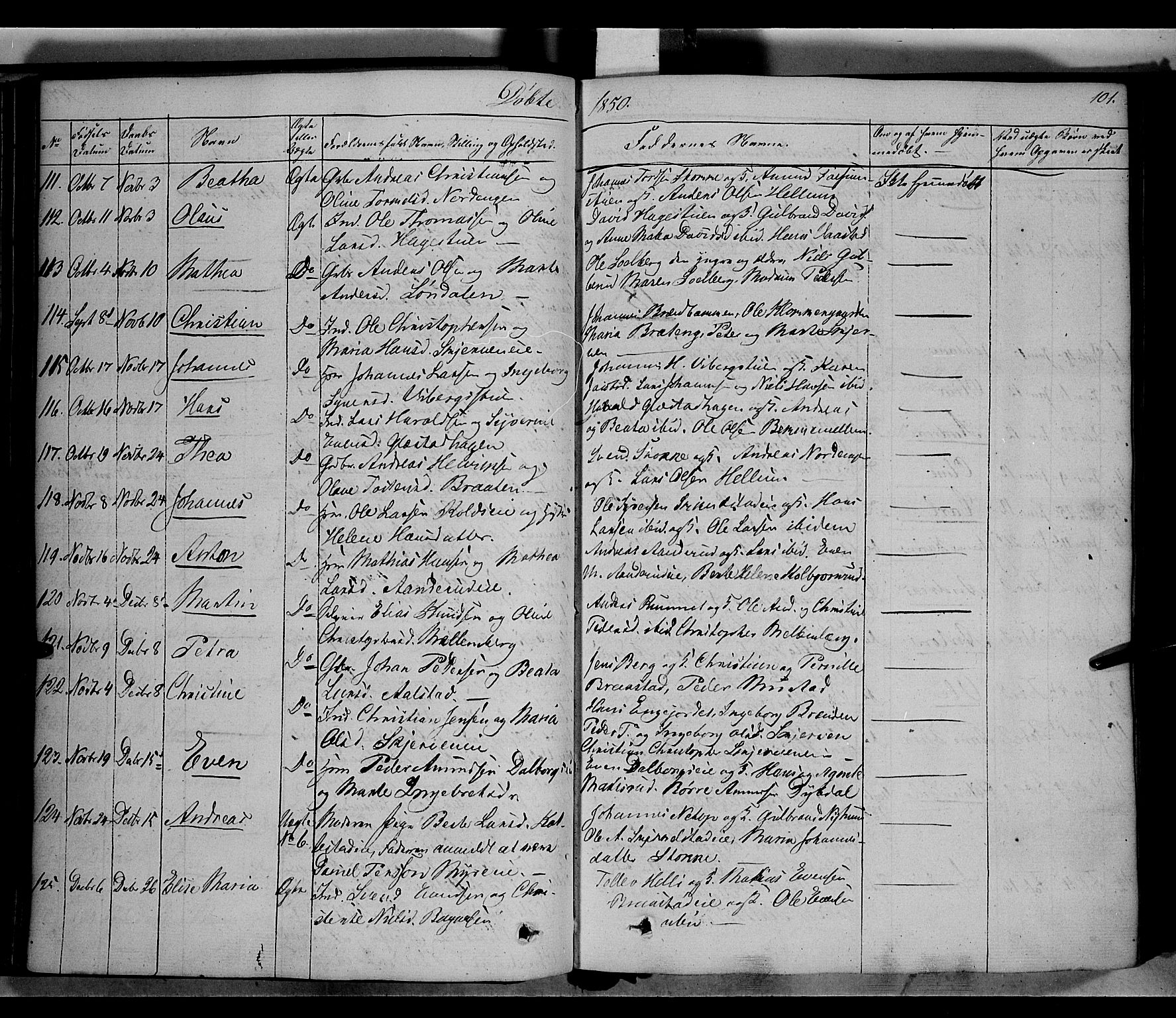 Vardal prestekontor, SAH/PREST-100/H/Ha/Haa/L0005: Parish register (official) no. 5, 1831-1853, p. 101
