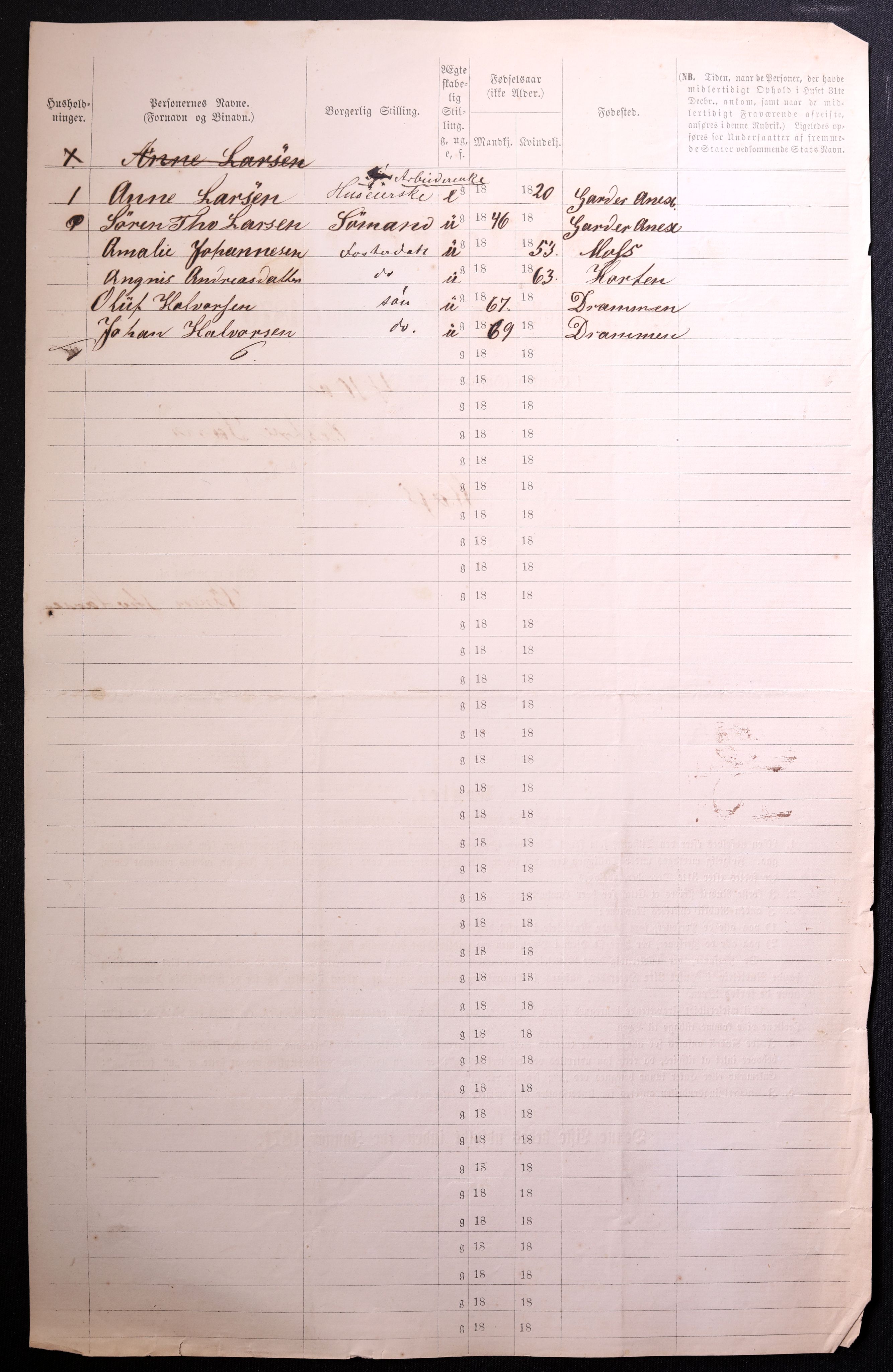 RA, 1870 census for 0104 Moss, 1870, p. 688