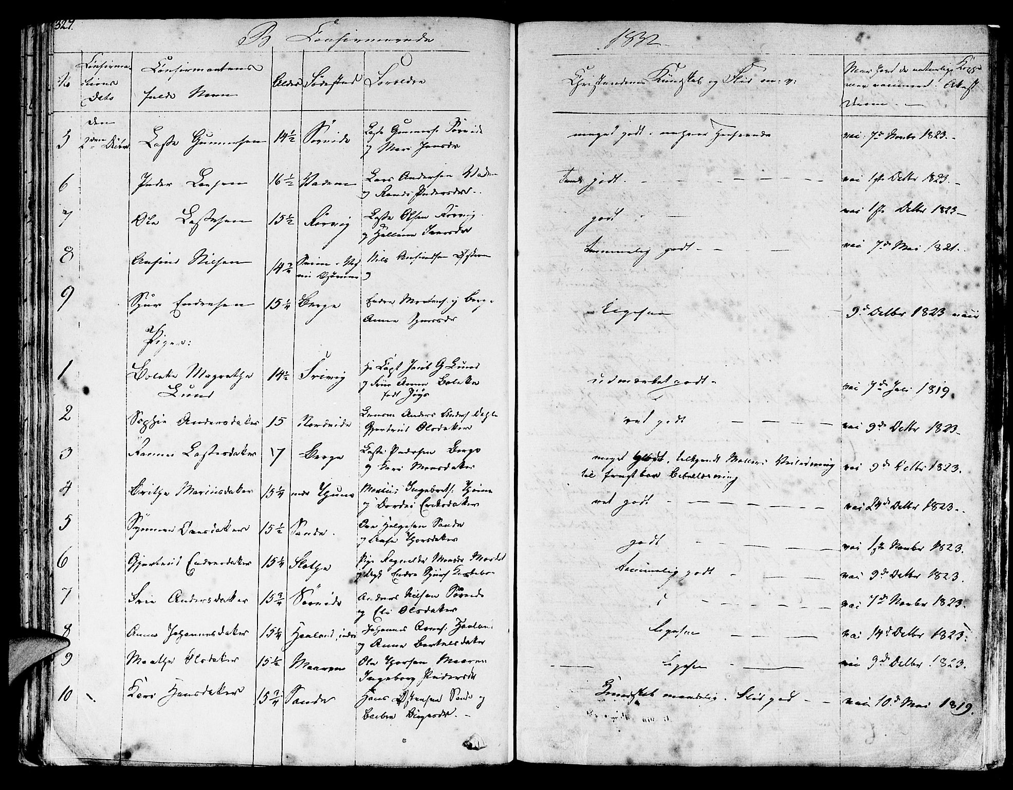 Lavik sokneprestembete, SAB/A-80901: Parish register (official) no. A 2I, 1821-1842, p. 327