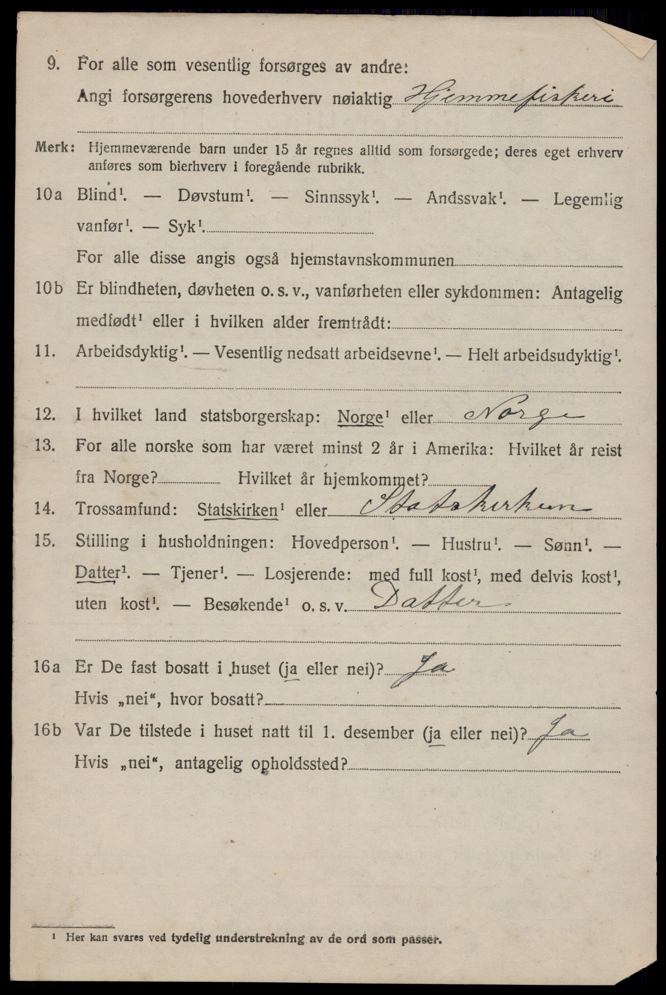 SAST, 1920 census for Stangaland, 1920, p. 1204