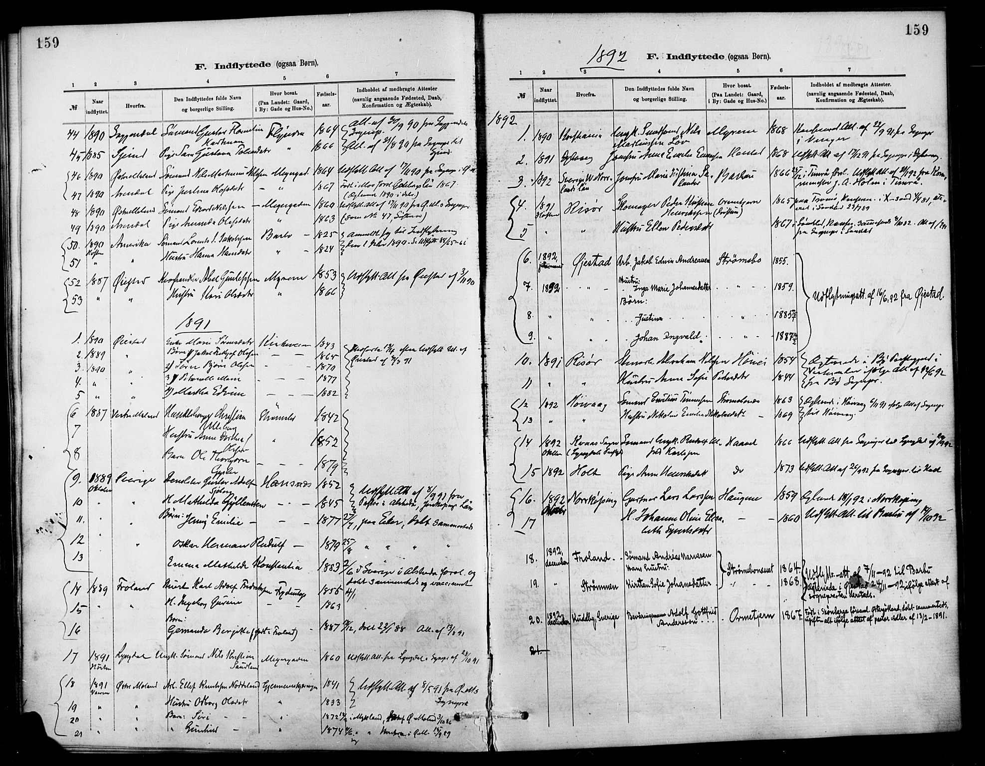 Barbu sokneprestkontor, AV/SAK-1111-0003/F/Fa/L0003: Parish register (official) no. A 3, 1883-1898, p. 159