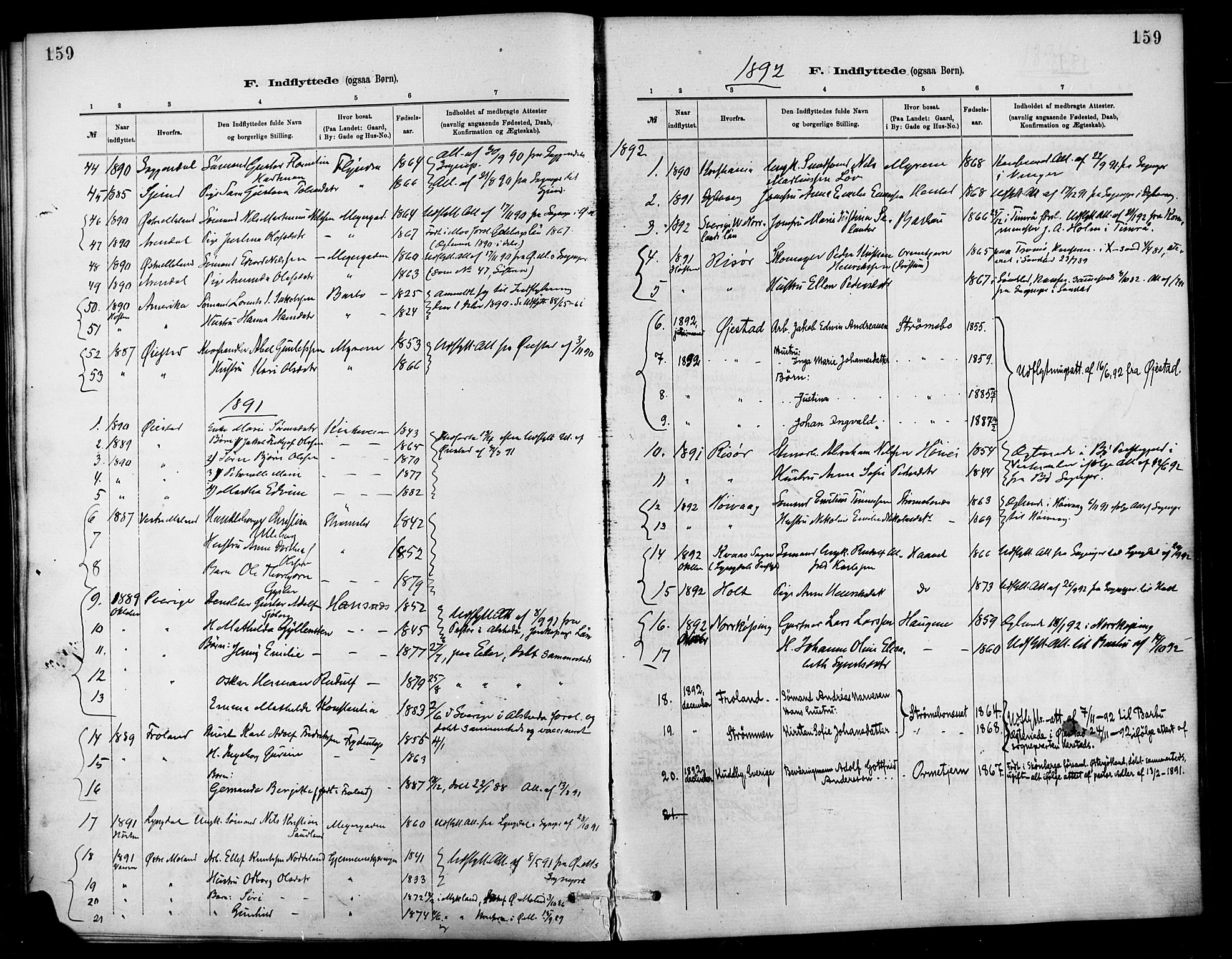 Barbu sokneprestkontor, AV/SAK-1111-0003/F/Fa/L0003: Parish register (official) no. A 3, 1883-1898, p. 159