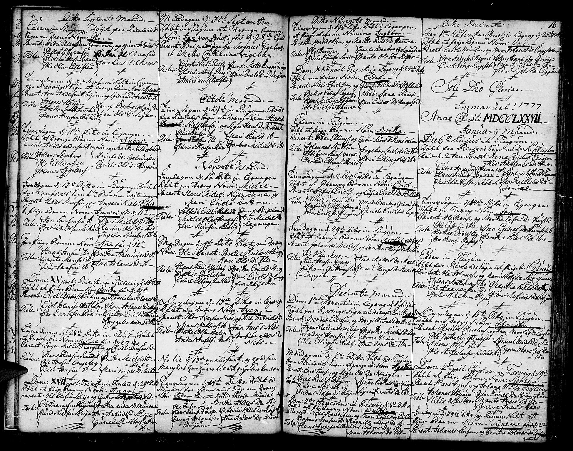 Leikanger sokneprestembete, AV/SAB-A-81001/H/Haa/Haaa/L0004: Parish register (official) no. A 4, 1770-1791, p. 16