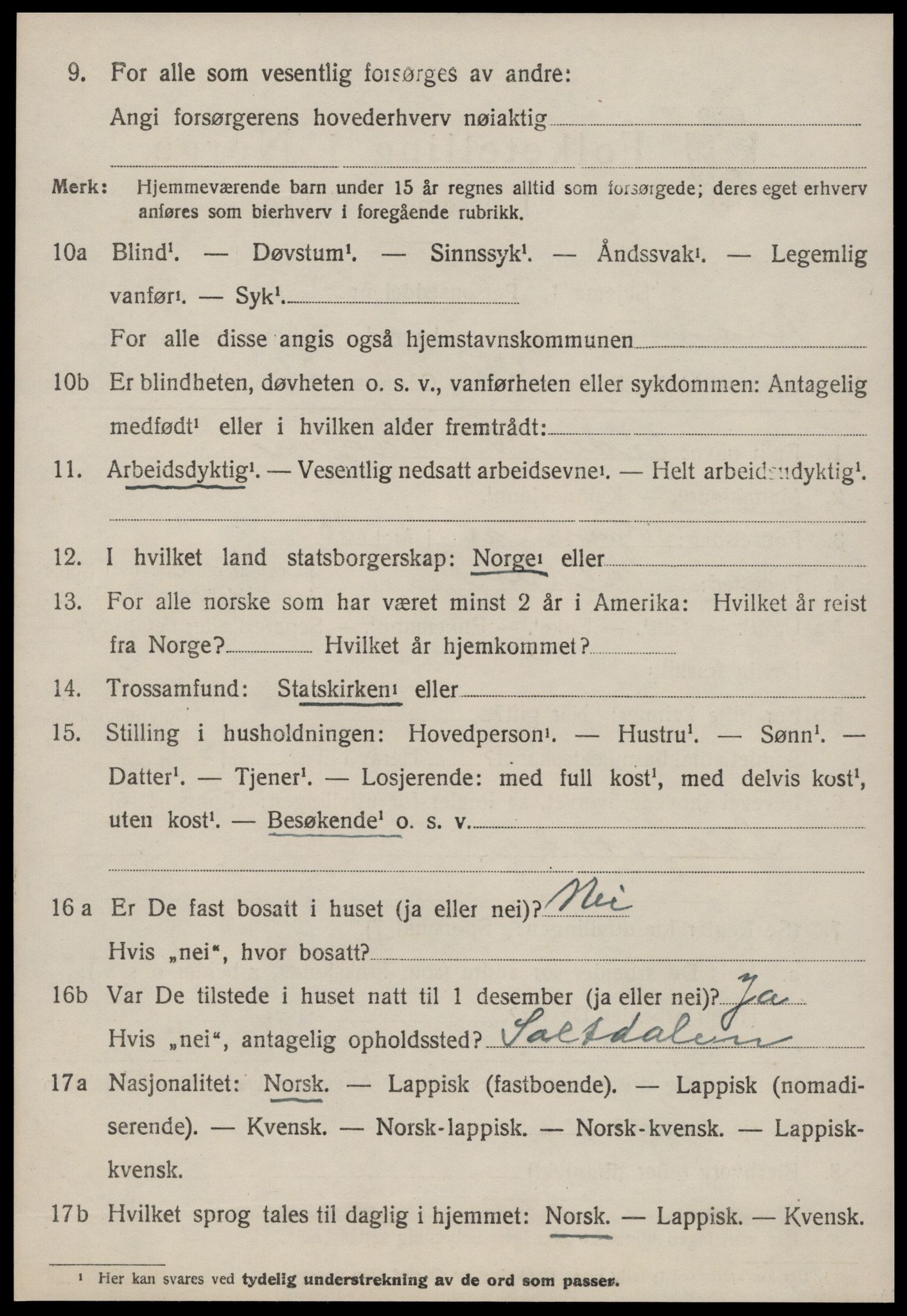 SAT, 1920 census for Klæbu, 1920, p. 1651