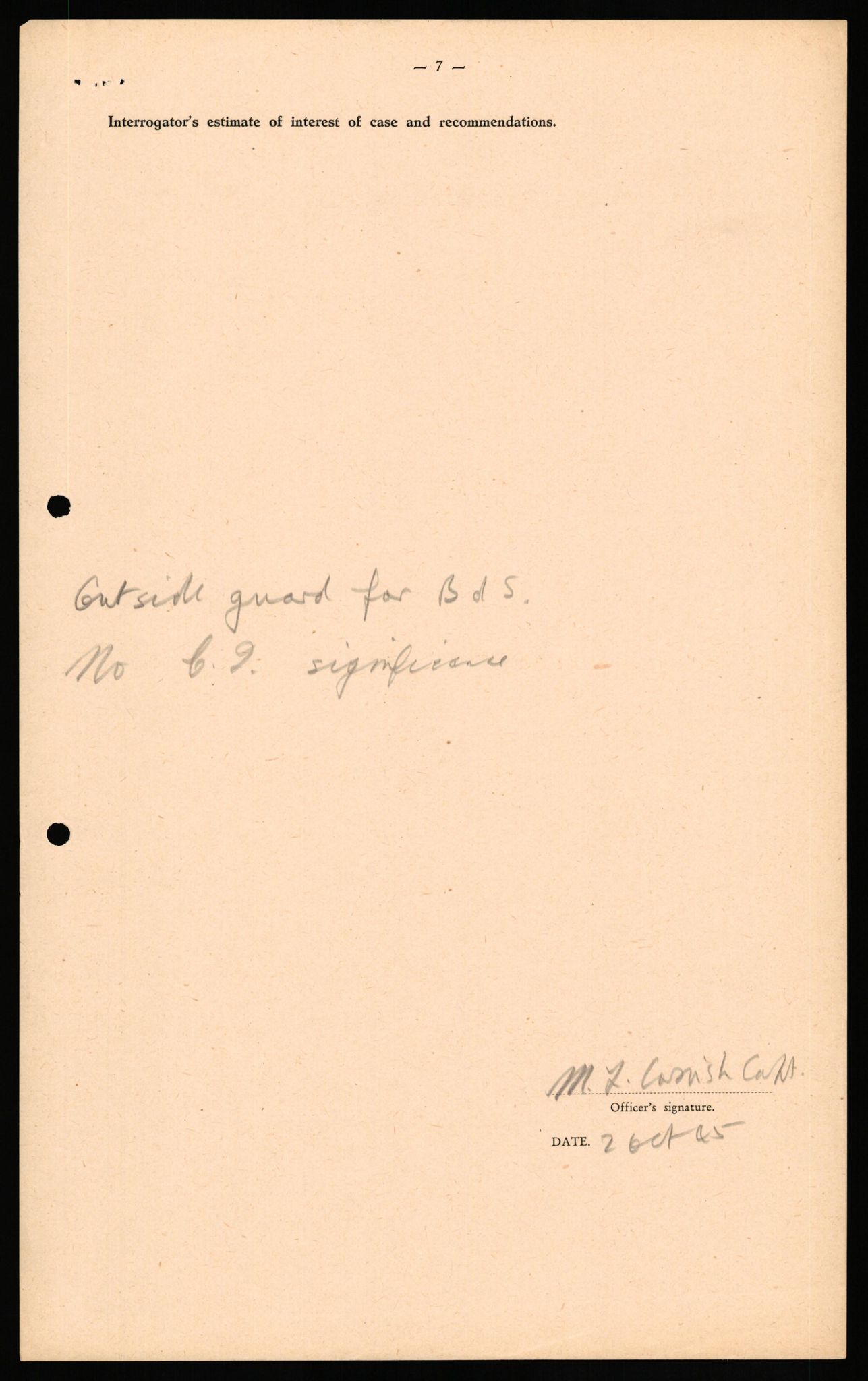 Forsvaret, Forsvarets overkommando II, AV/RA-RAFA-3915/D/Db/L0032: CI Questionaires. Tyske okkupasjonsstyrker i Norge. Tyskere., 1945-1946, p. 255