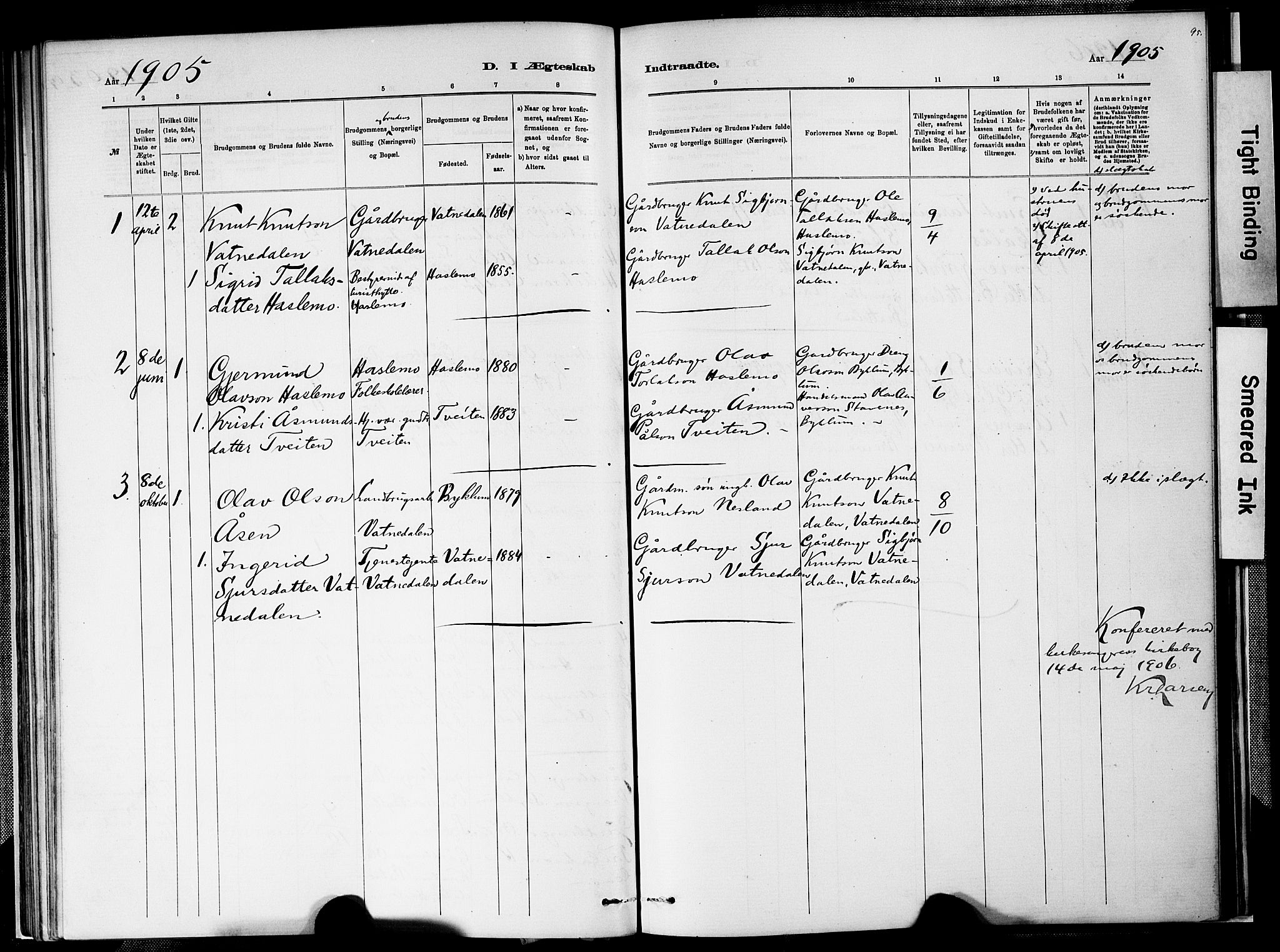 Valle sokneprestkontor, SAK/1111-0044/F/Fa/Faa/L0001: Parish register (official) no. A 1, 1882-1907, p. 95