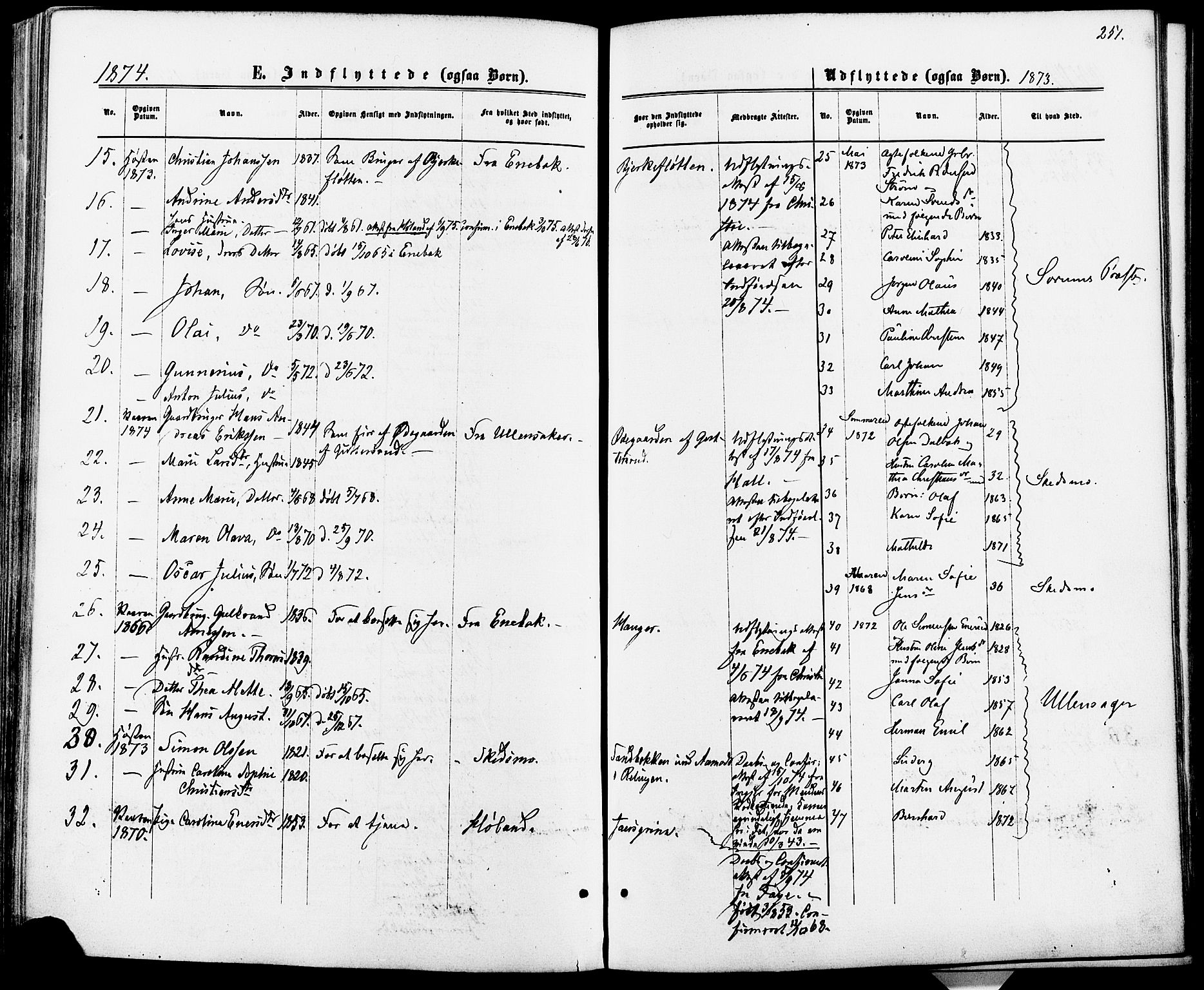 Fet prestekontor Kirkebøker, AV/SAO-A-10370a/F/Fa/L0013: Parish register (official) no. I 13, 1867-1877, p. 251