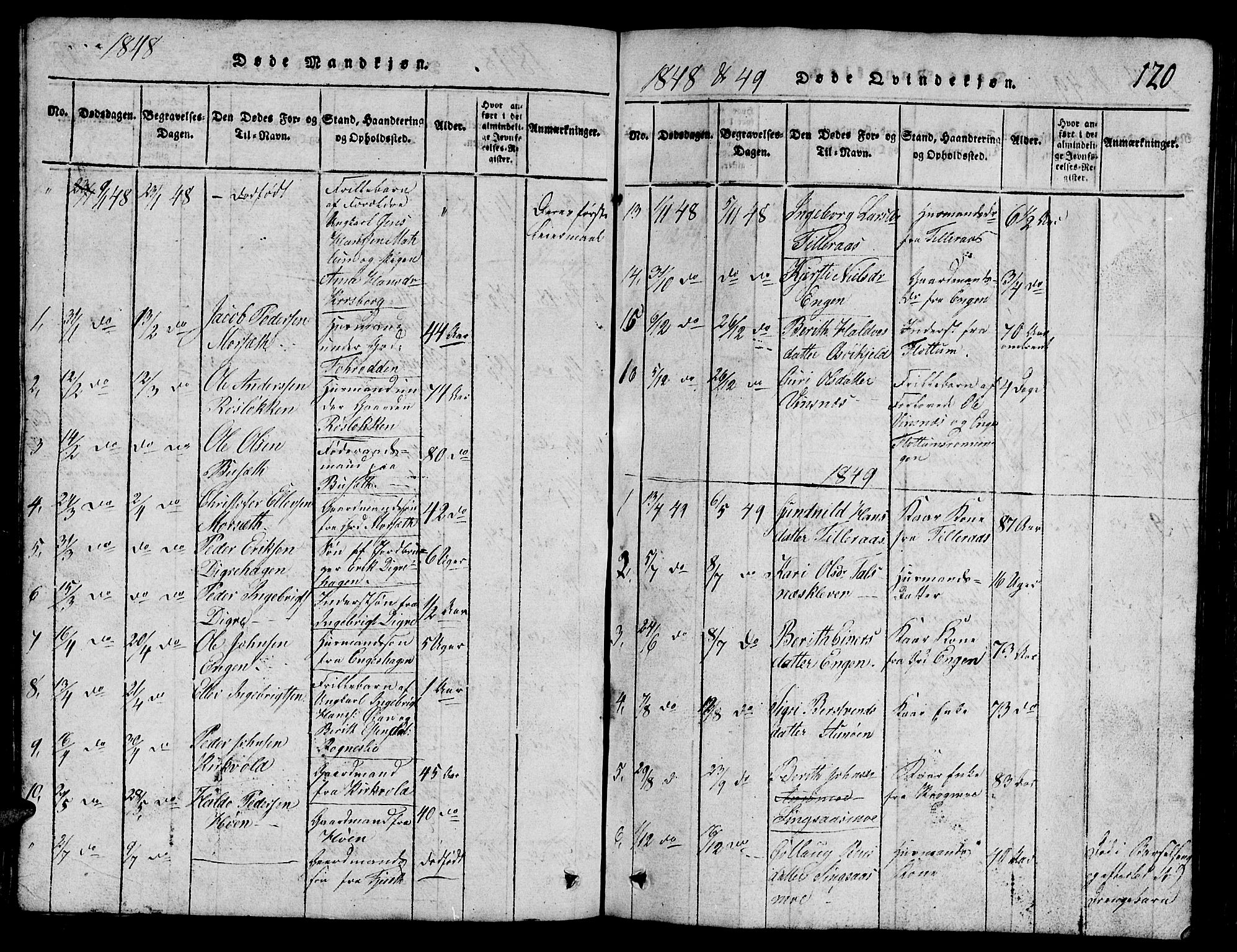 Ministerialprotokoller, klokkerbøker og fødselsregistre - Sør-Trøndelag, AV/SAT-A-1456/688/L1026: Parish register (copy) no. 688C01, 1817-1860, p. 120