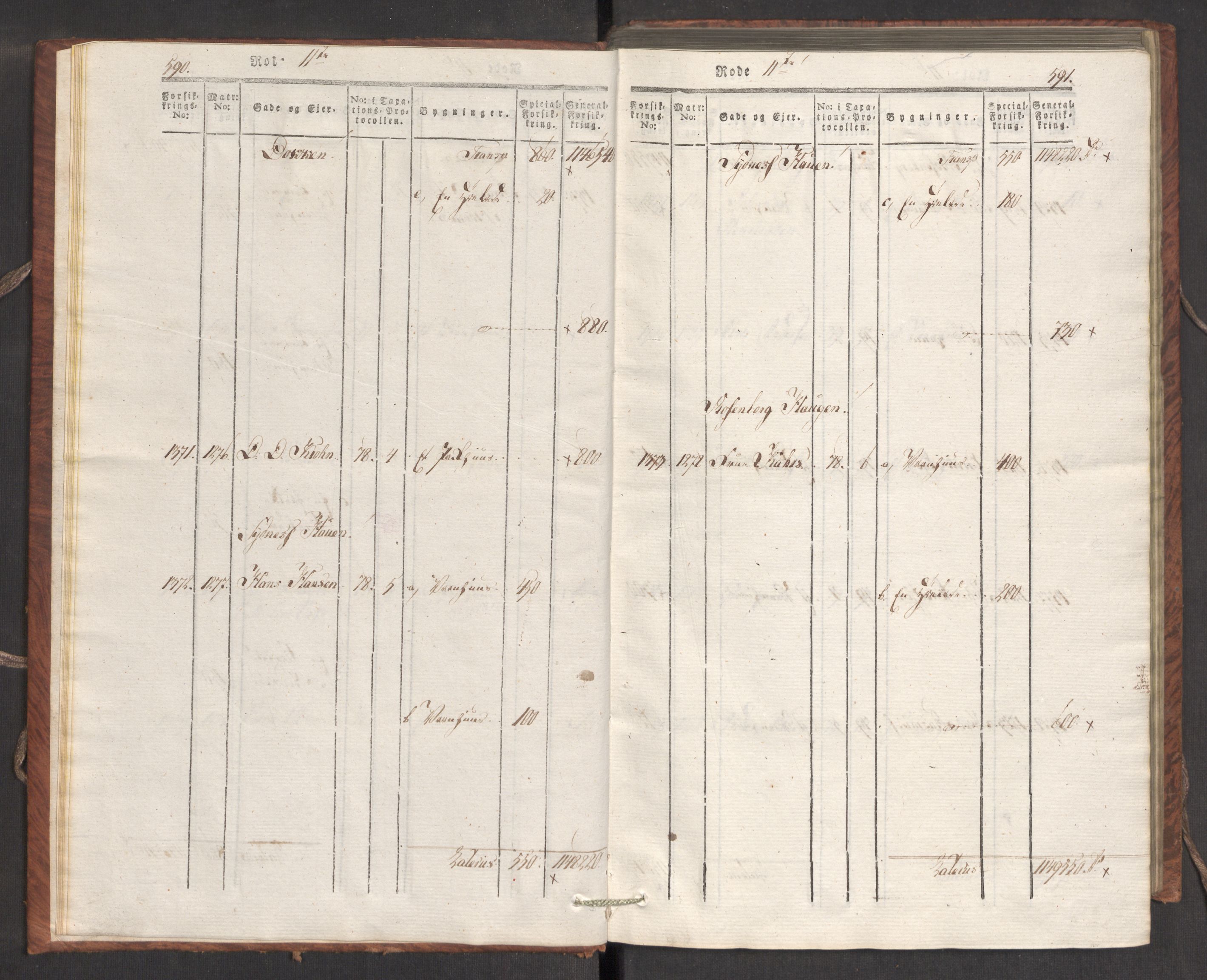 Kommersekollegiet, Brannforsikringskontoret 1767-1814, AV/RA-EA-5458/F/Fa/L0007/0002: Bergen / Branntakstprotokoll, 1807-1817, p. 590-591