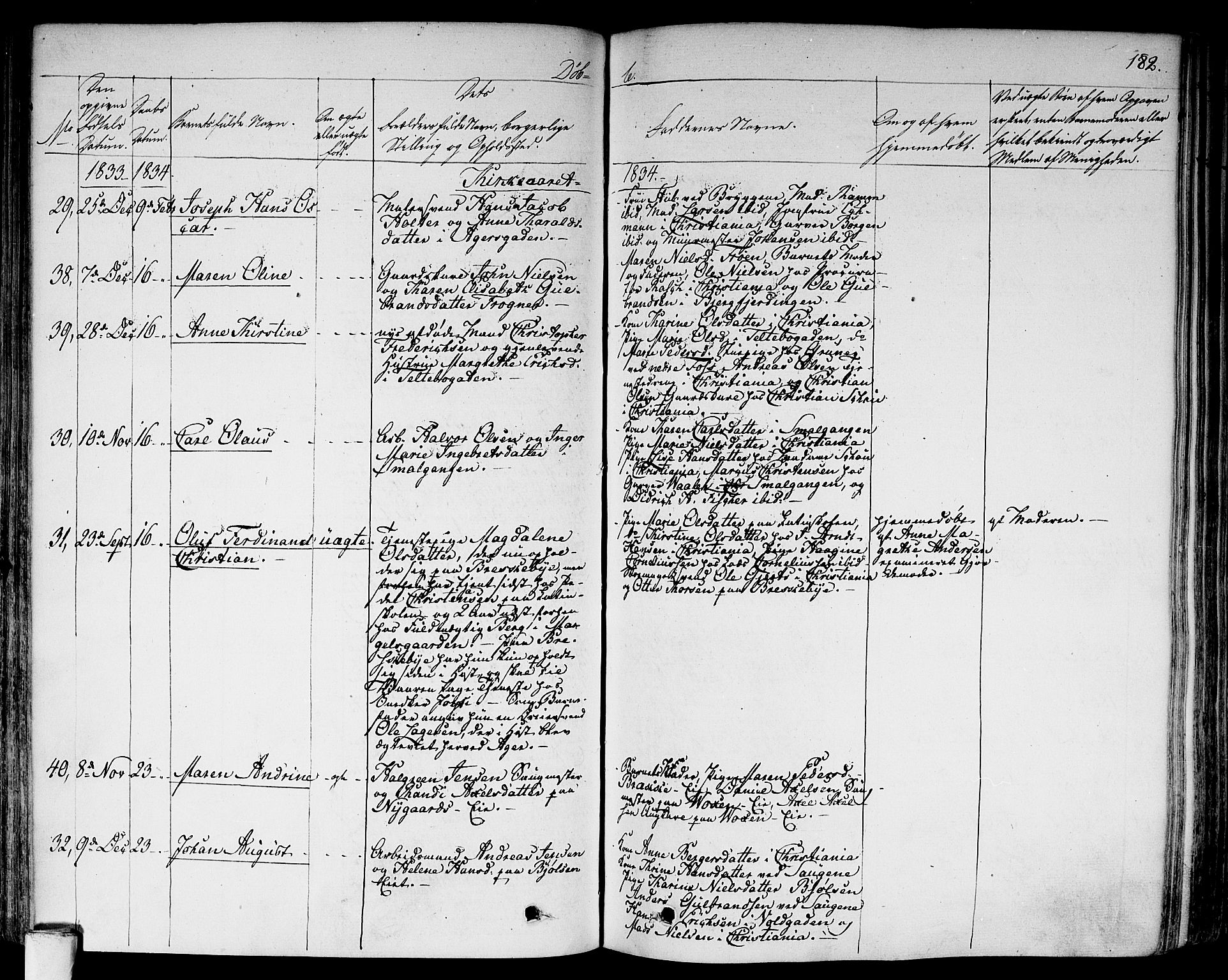 Aker prestekontor kirkebøker, AV/SAO-A-10861/F/L0013: Parish register (official) no. 13, 1828-1837, p. 182