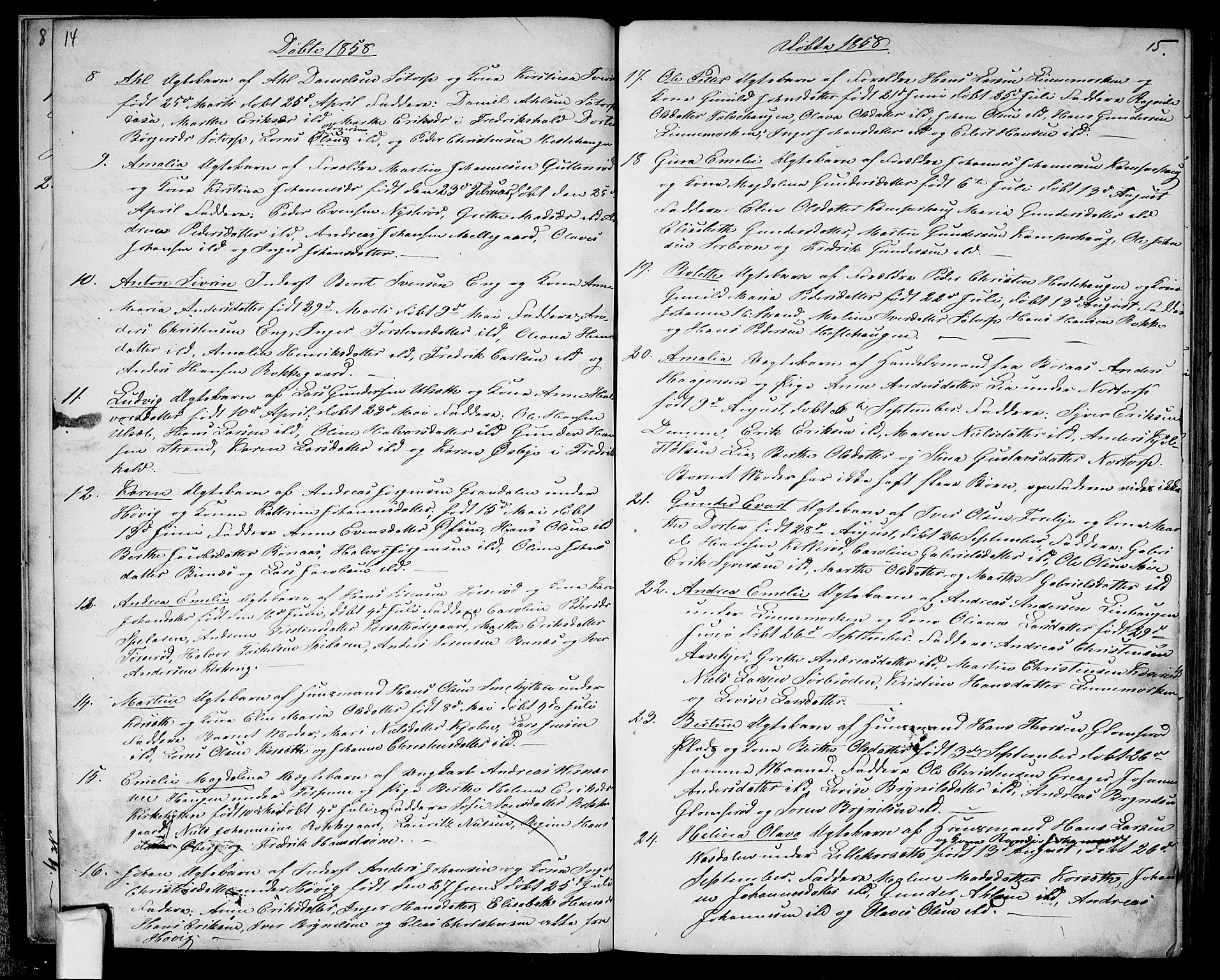 Berg prestekontor Kirkebøker, SAO/A-10902/G/Gc/L0002: Parish register (copy) no. III 2, 1856-1887, p. 14-15
