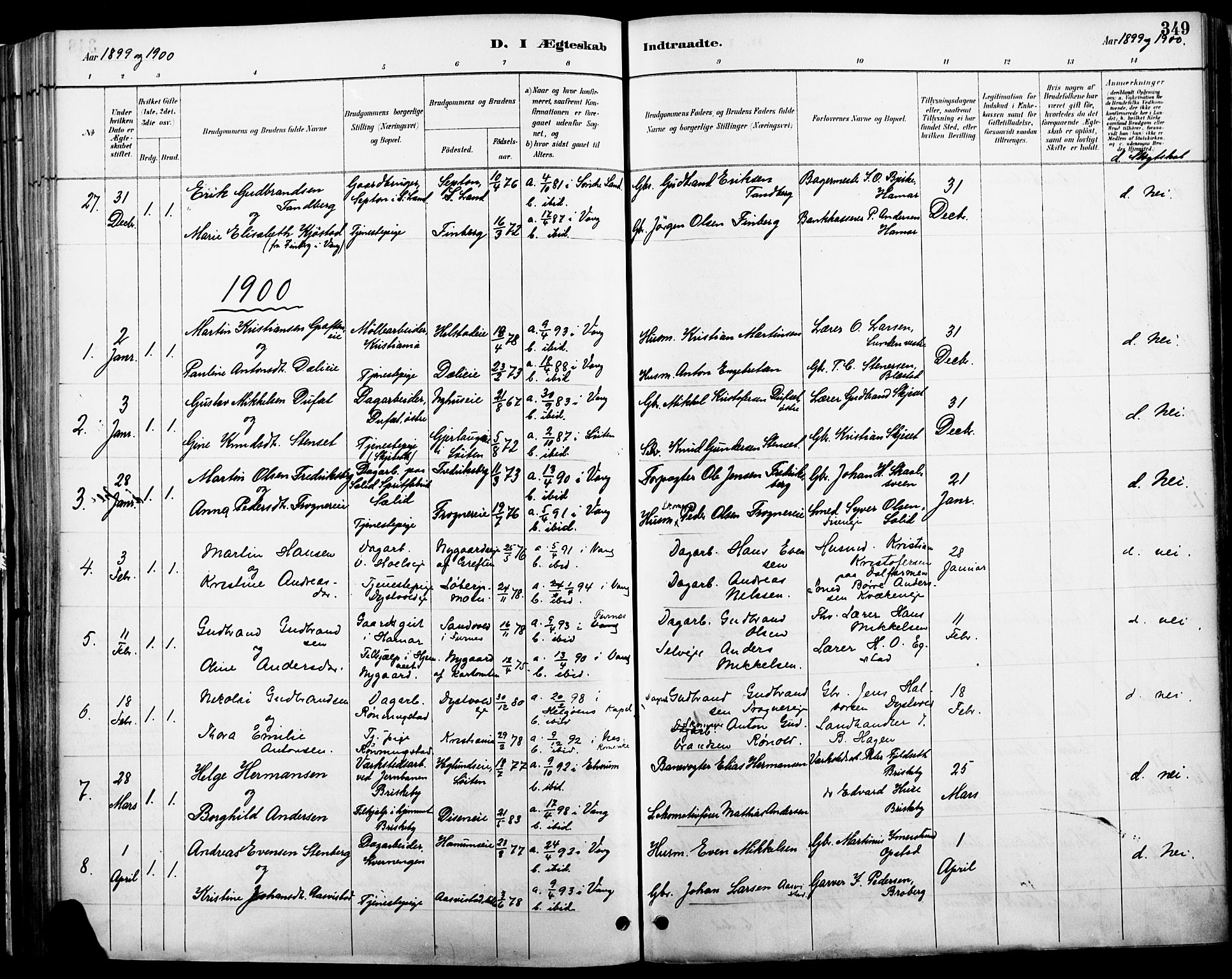 Vang prestekontor, Hedmark, SAH/PREST-008/H/Ha/Haa/L0019A: Parish register (official) no. 19, 1886-1900, p. 349