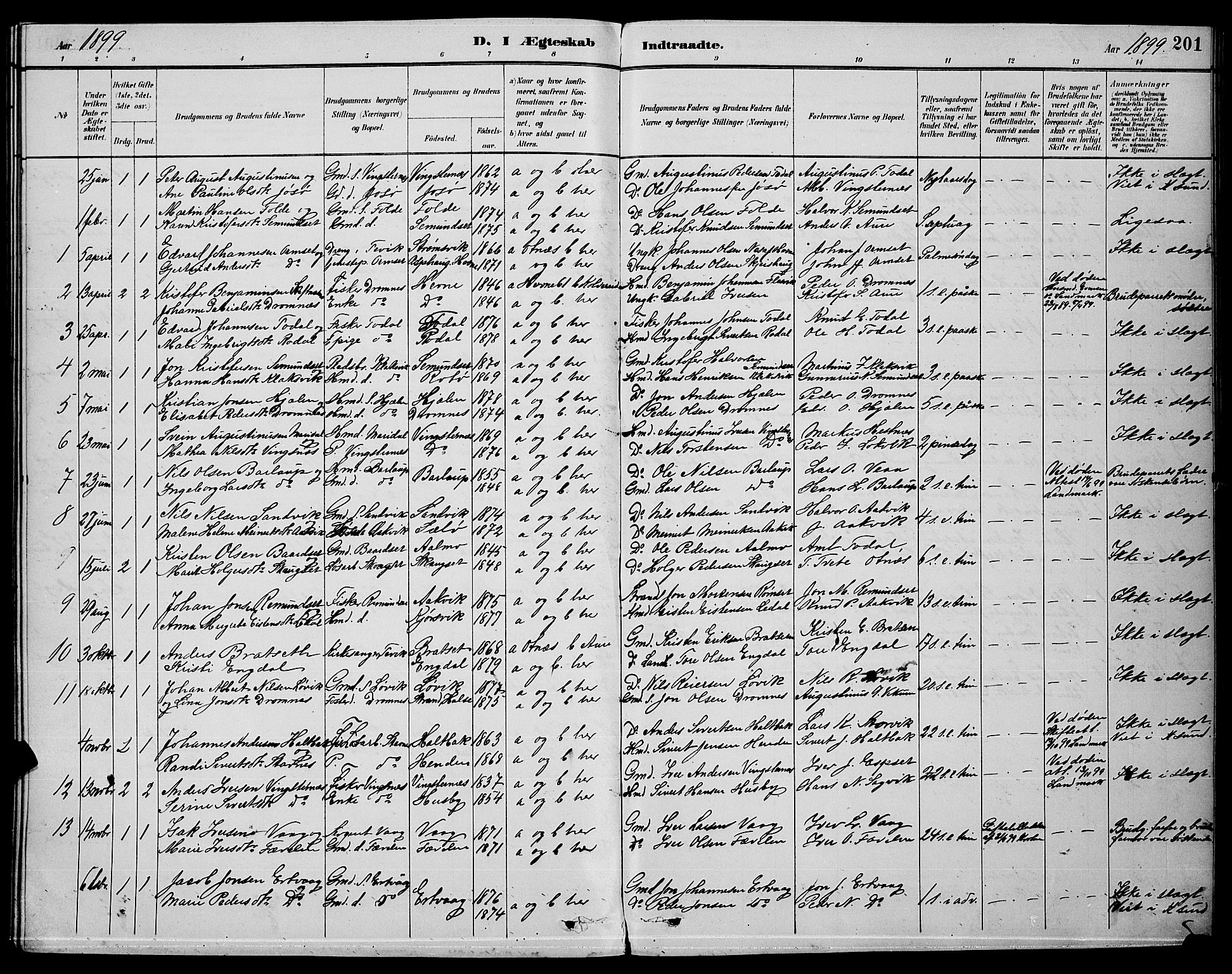 Ministerialprotokoller, klokkerbøker og fødselsregistre - Møre og Romsdal, AV/SAT-A-1454/578/L0909: Parish register (copy) no. 578C02, 1882-1900, p. 201