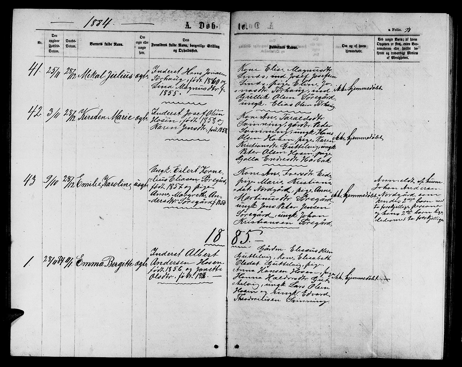 Ministerialprotokoller, klokkerbøker og fødselsregistre - Sør-Trøndelag, SAT/A-1456/656/L0695: Parish register (copy) no. 656C01, 1867-1889, p. 78
