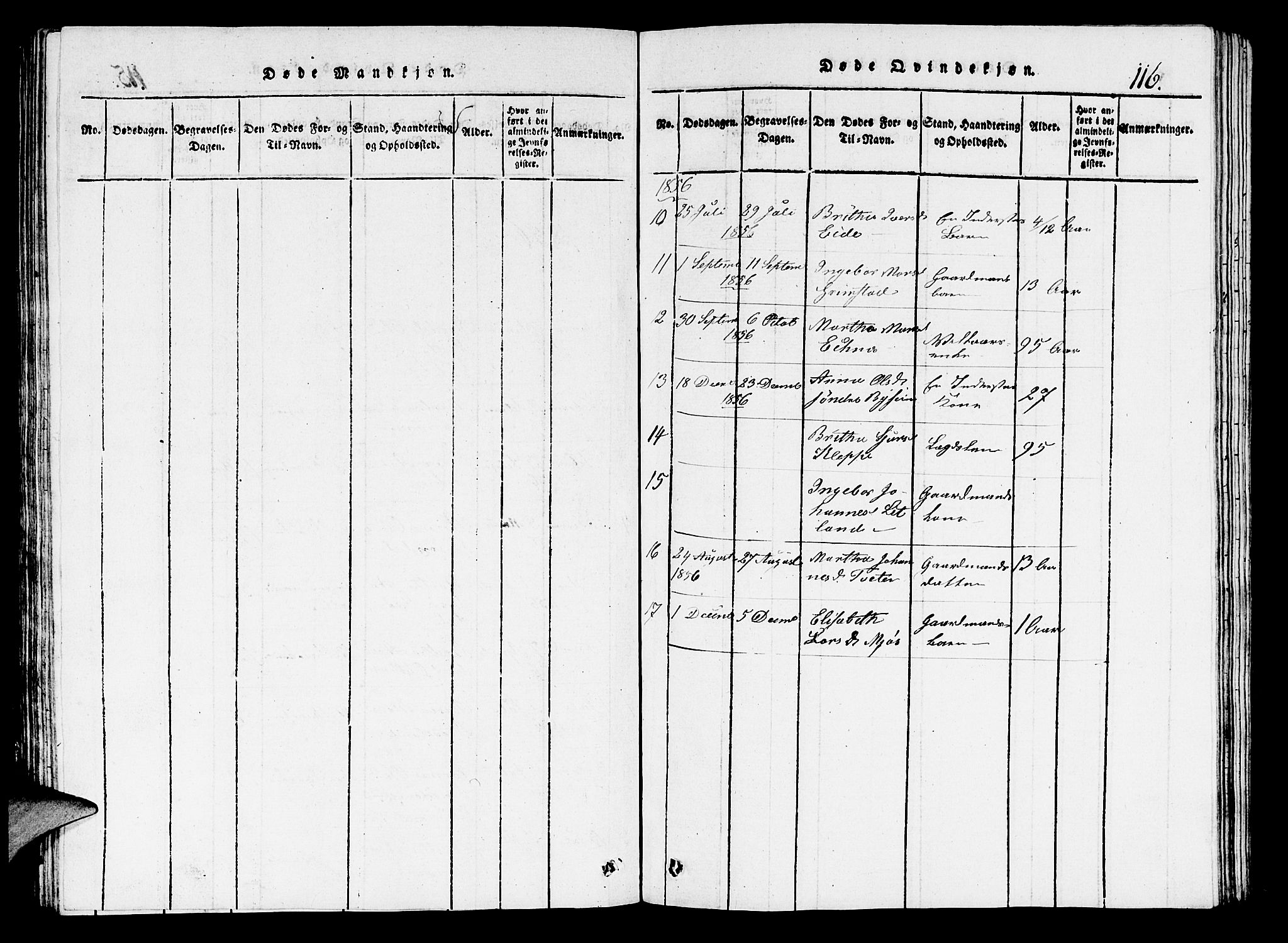 Hosanger sokneprestembete, SAB/A-75801/H/Hab: Parish register (copy) no. A 1 /1, 1816-1856, p. 116