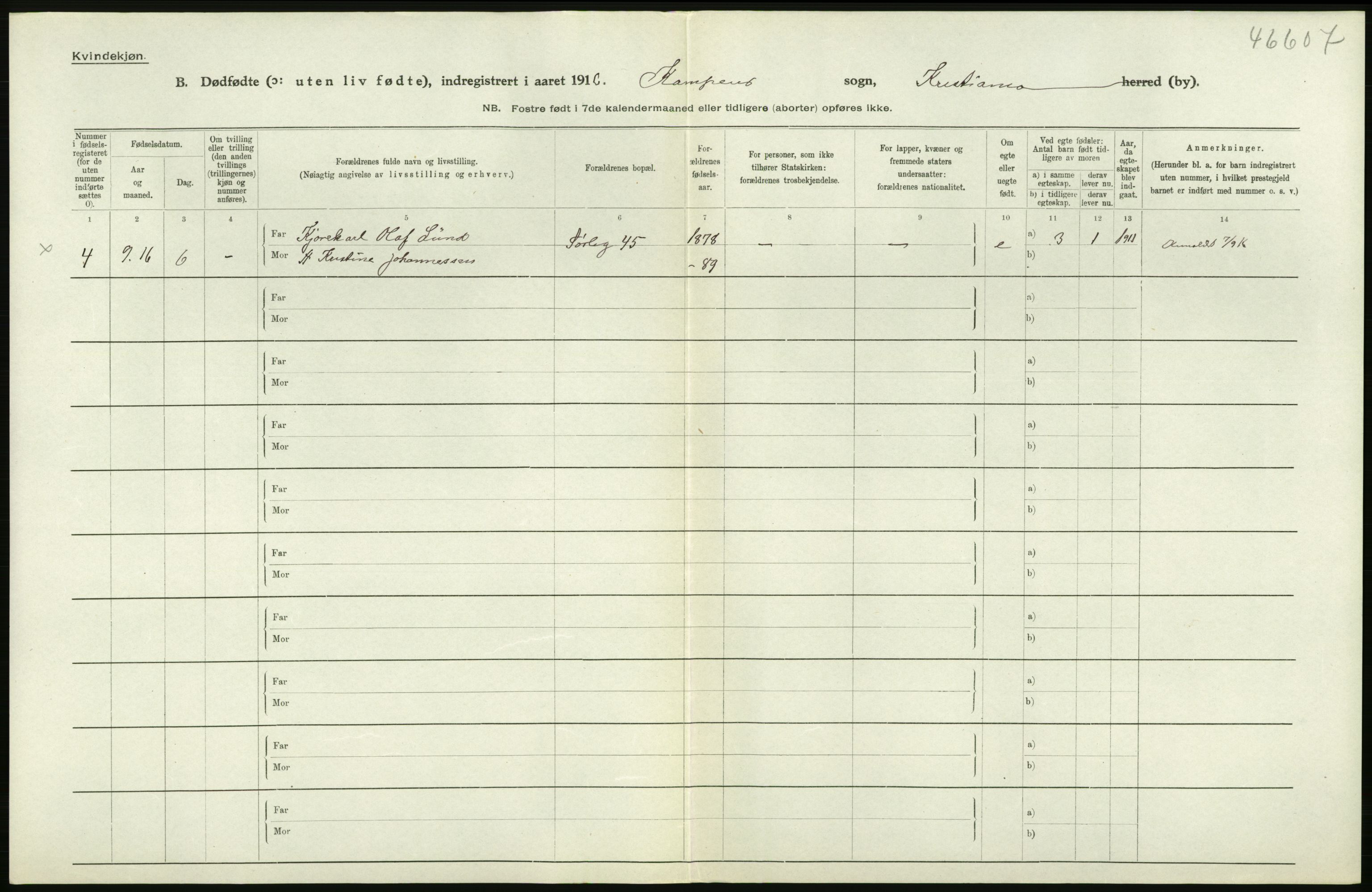 Statistisk sentralbyrå, Sosiodemografiske emner, Befolkning, AV/RA-S-2228/D/Df/Dfb/Dfbf/L0010: Kristiania: Døde, dødfødte., 1916, p. 584