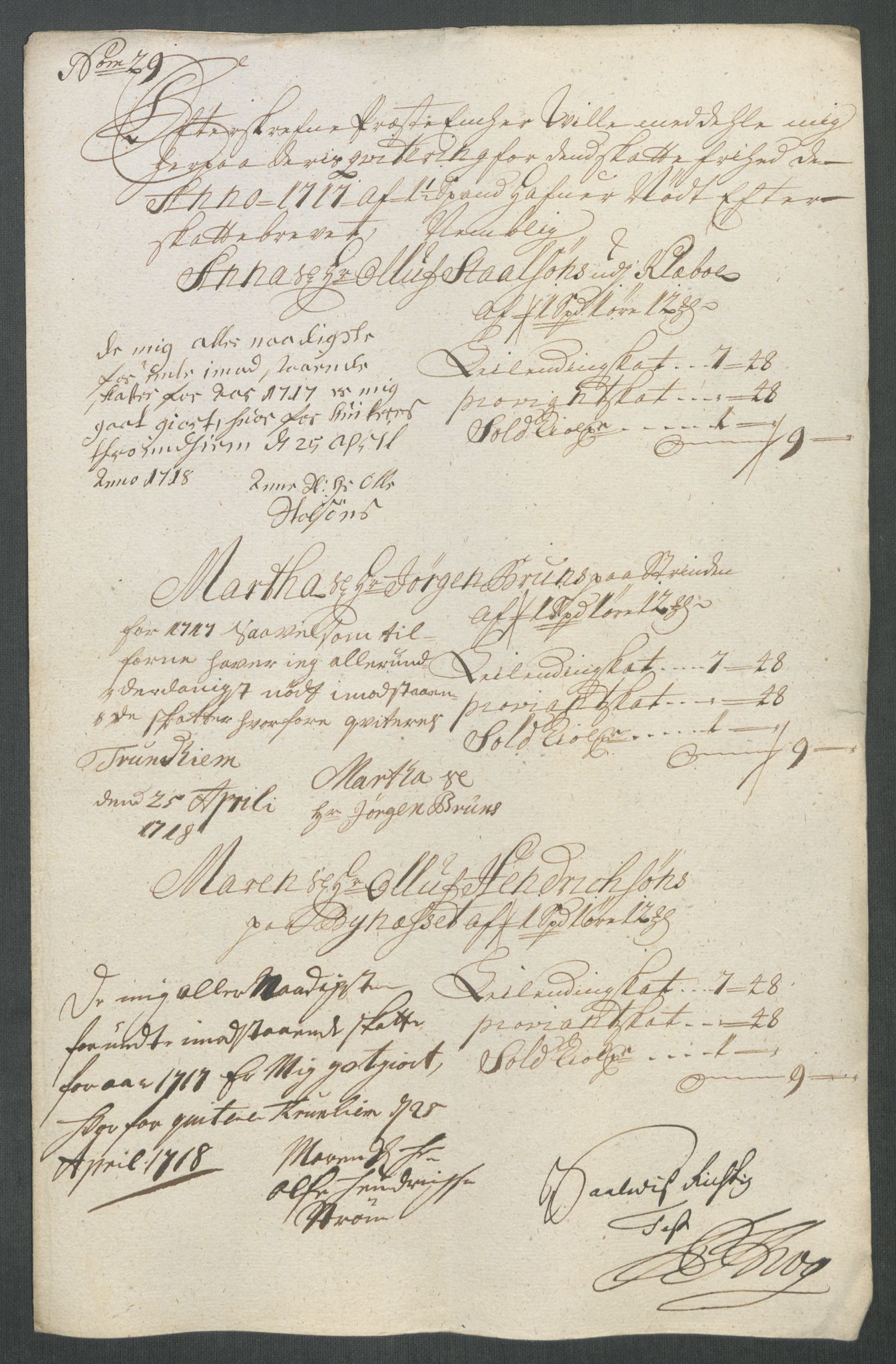Rentekammeret inntil 1814, Reviderte regnskaper, Fogderegnskap, AV/RA-EA-4092/R61/L4116: Fogderegnskap Strinda og Selbu, 1717-1718, p. 214