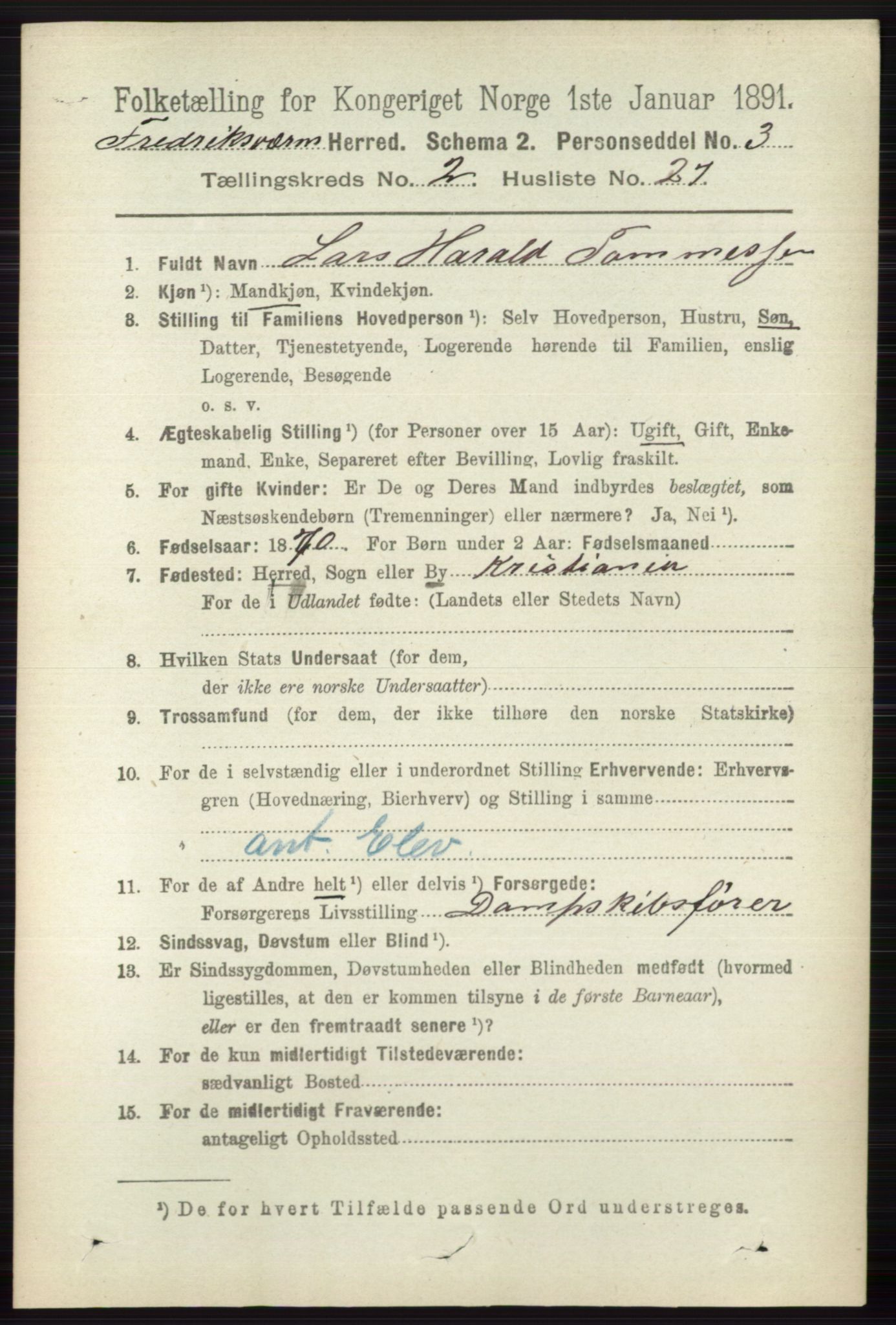 RA, 1891 census for 0798 Fredriksvern, 1891, p. 415