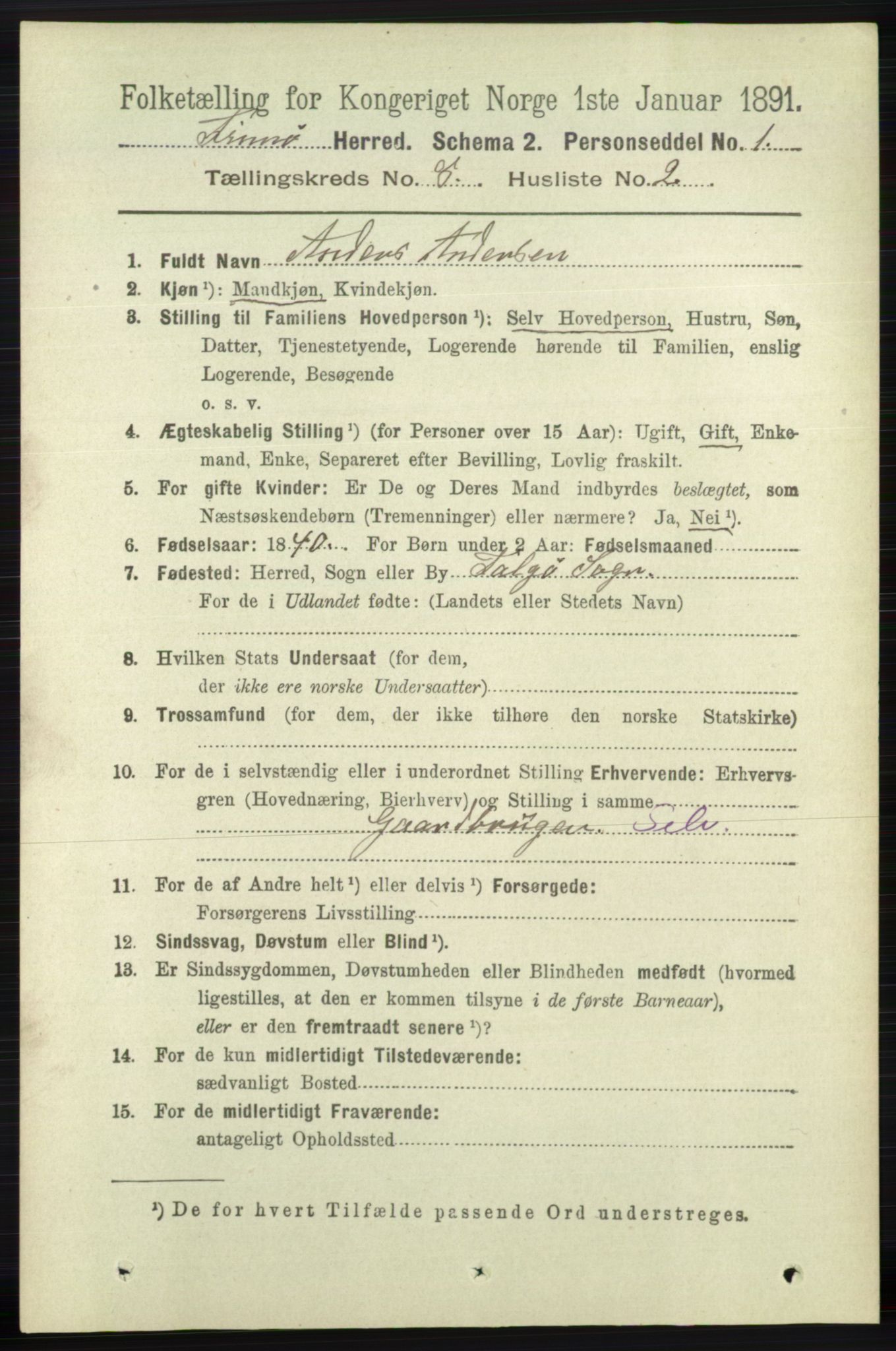 RA, 1891 census for 1141 Finnøy, 1891, p. 1688