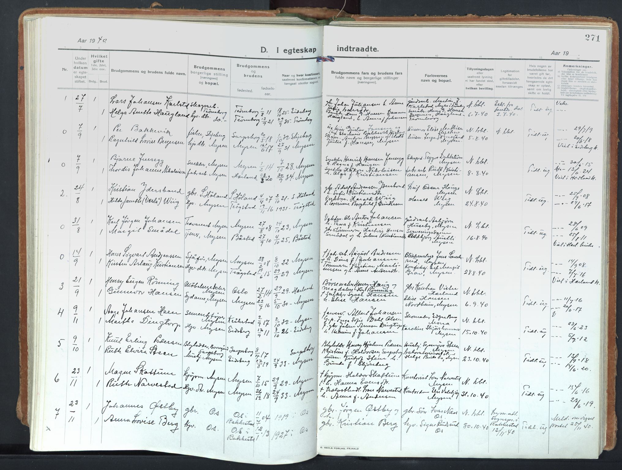 Eidsberg prestekontor Kirkebøker, SAO/A-10905/F/Fd/L0001: Parish register (official) no. IV 1, 1921-1948, p. 271