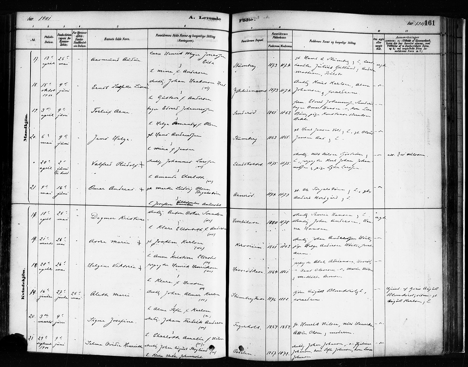 Idd prestekontor Kirkebøker, AV/SAO-A-10911/F/Fc/L0006a: Parish register (official) no. III 6A, 1878-1903, p. 161