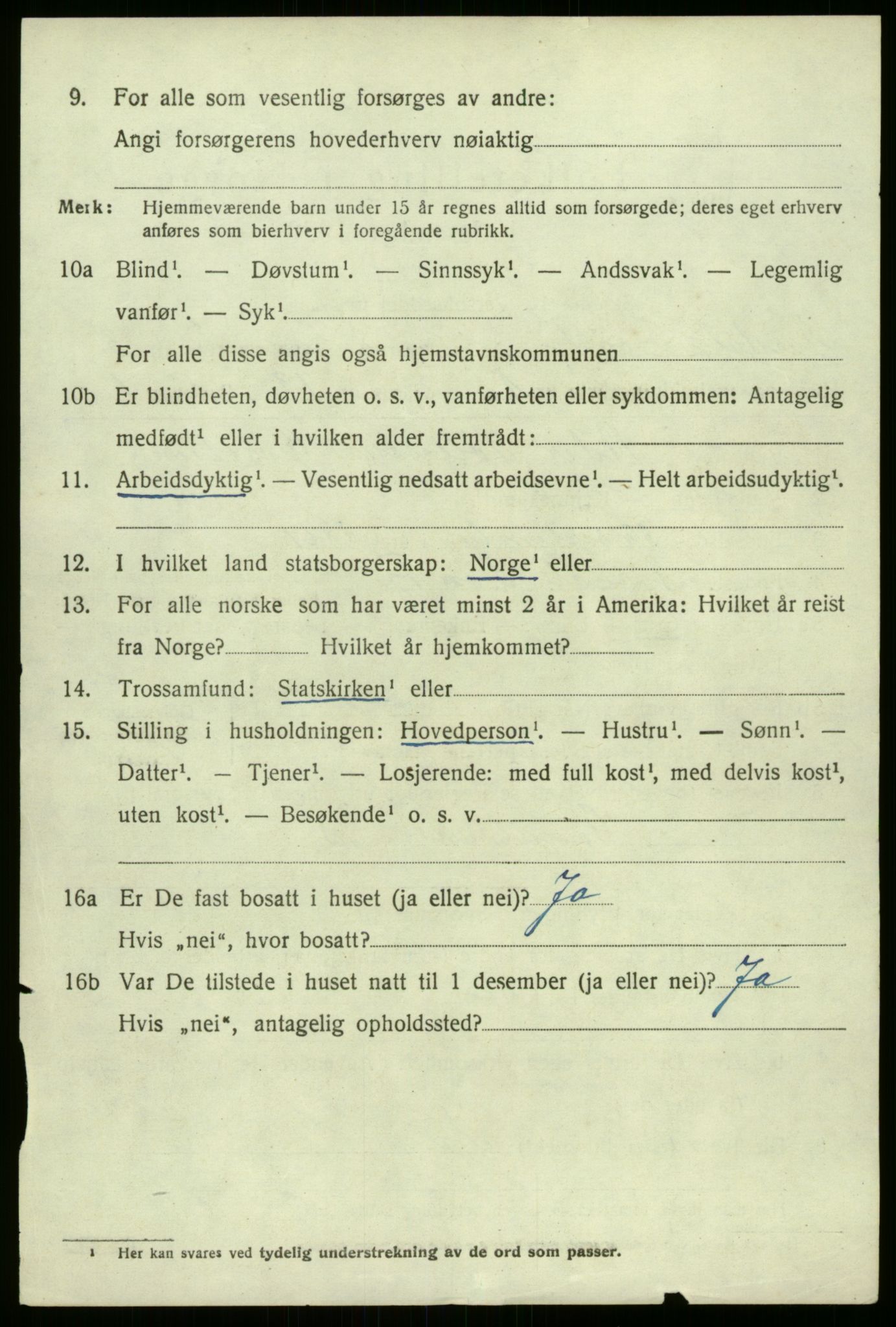 SAB, 1920 census for Årdal, 1920, p. 1506
