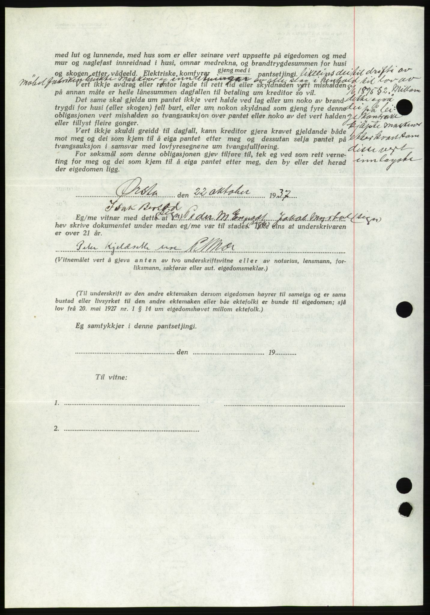 Søre Sunnmøre sorenskriveri, AV/SAT-A-4122/1/2/2C/L0064: Mortgage book no. 58, 1937-1938, Diary no: : 1644/1937