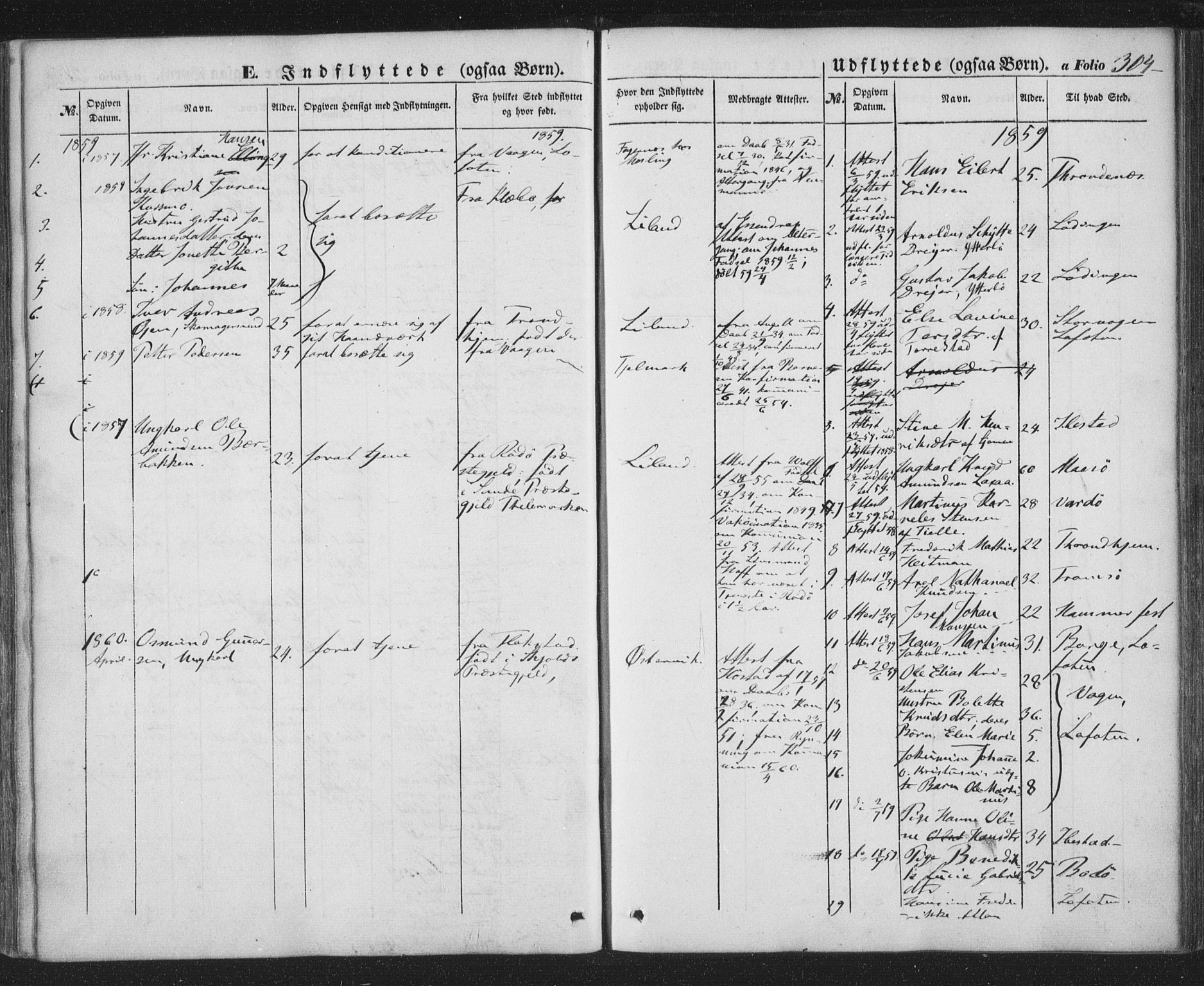 Ministerialprotokoller, klokkerbøker og fødselsregistre - Nordland, SAT/A-1459/863/L0895: Parish register (official) no. 863A07, 1851-1860, p. 304