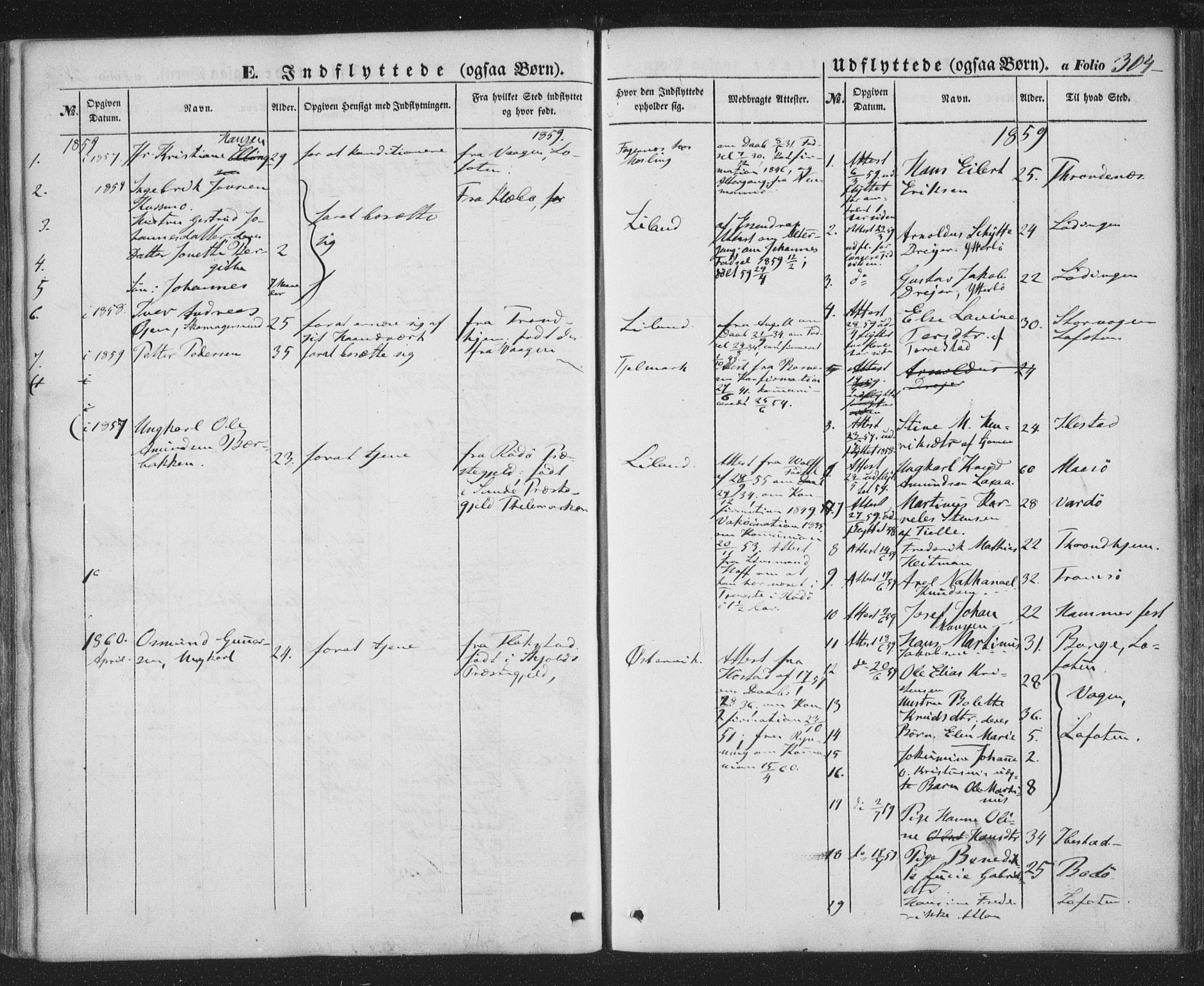 Ministerialprotokoller, klokkerbøker og fødselsregistre - Nordland, AV/SAT-A-1459/863/L0895: Parish register (official) no. 863A07, 1851-1860, p. 304