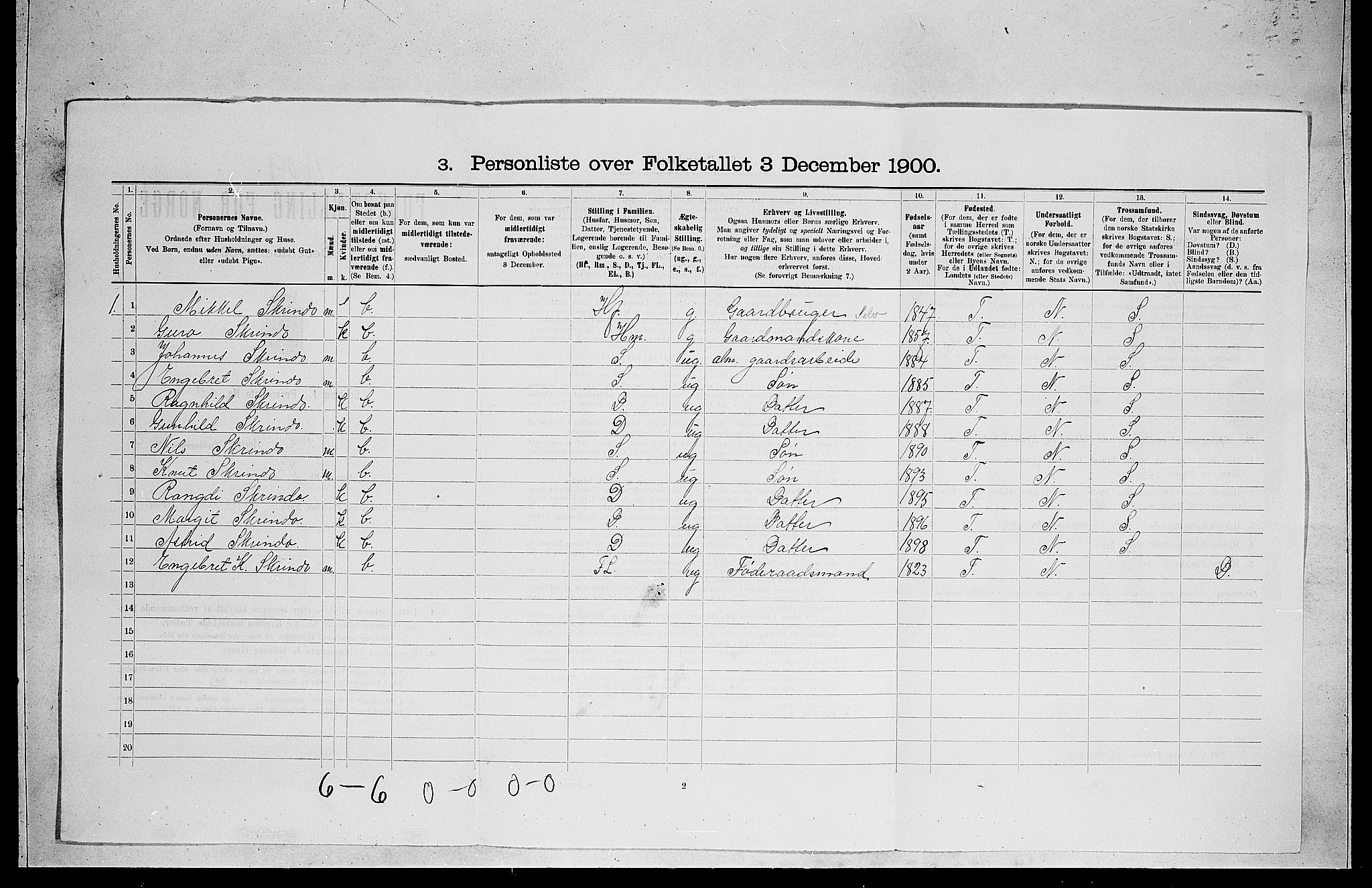 RA, 1900 census for Ål, 1900, p. 71