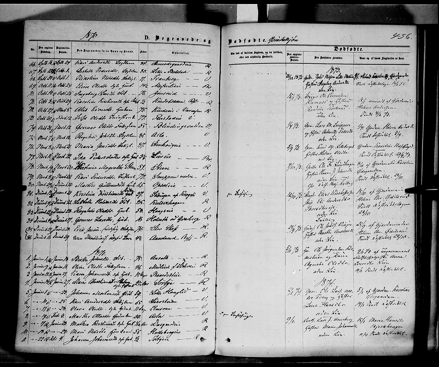 Ringsaker prestekontor, SAH/PREST-014/K/Ka/L0011: Parish register (official) no. 11, 1870-1878, p. 456