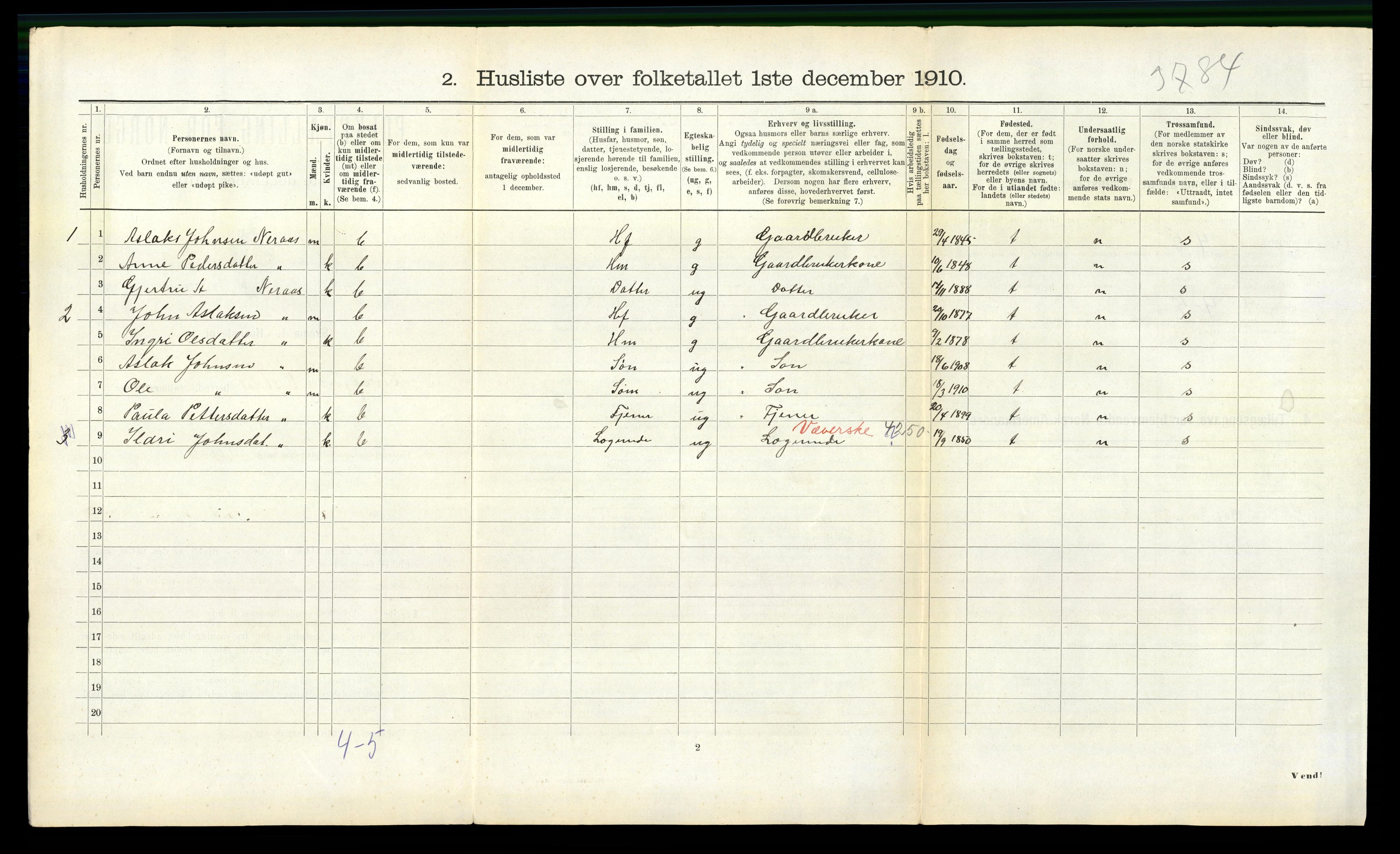 RA, 1910 census for Eresfjord og Vistdal, 1910, p. 168